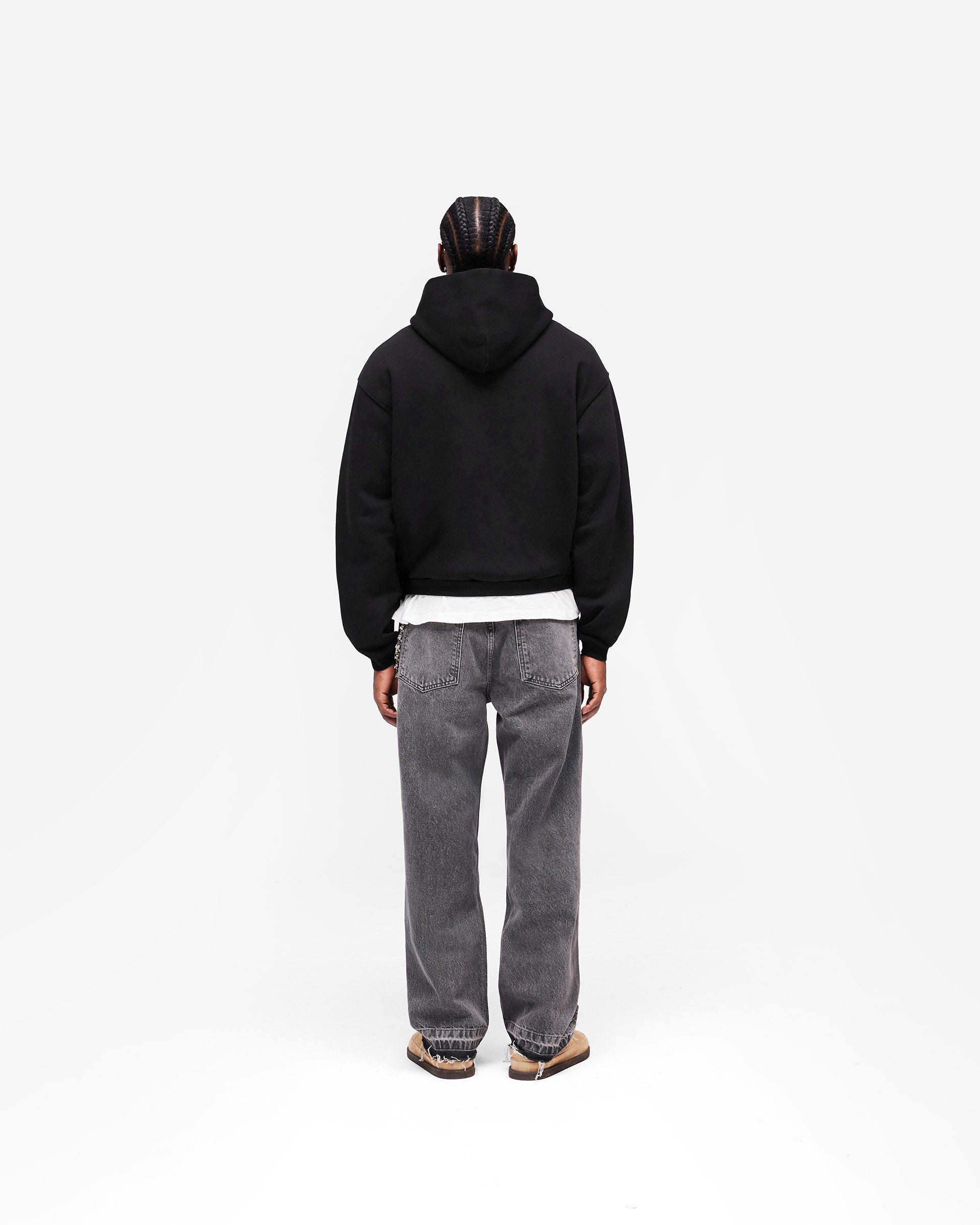 GH Shrunken Zip Hoodie Jet Black | Heaton Capsule Hoodies | REPRESENT