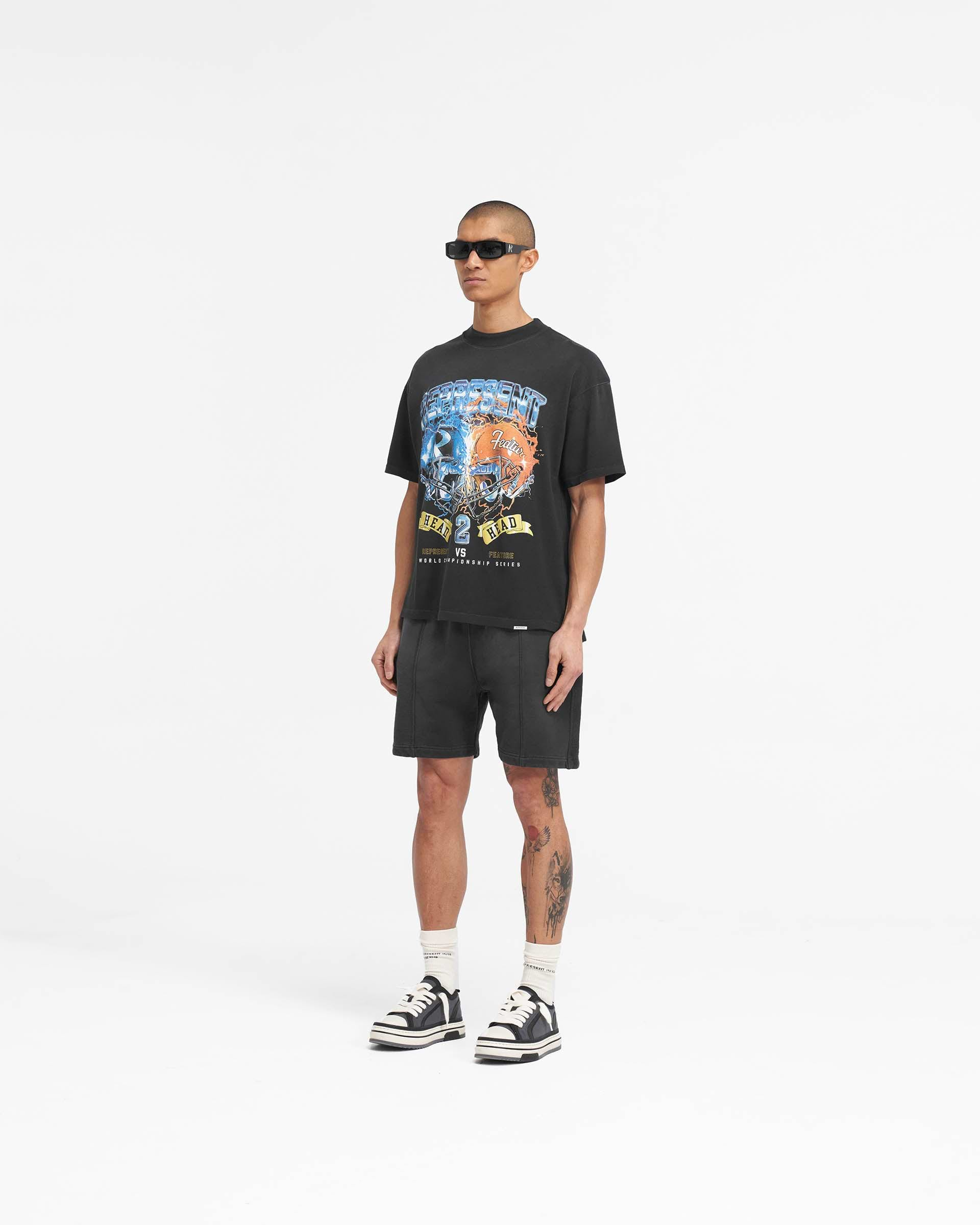 Represent X Feature Sweat Shorts - Stained Black