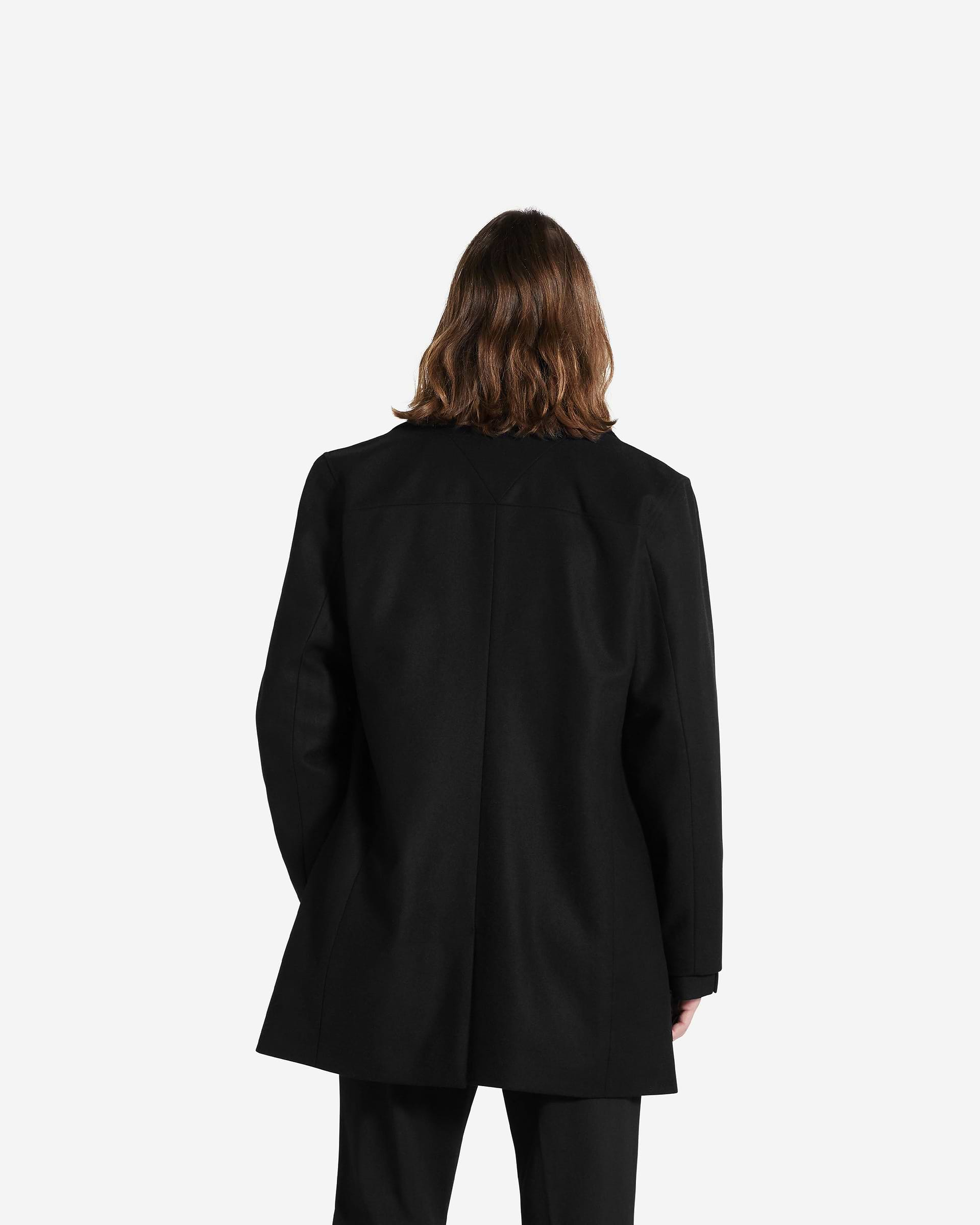 Double Breasted Overcoat - Jet Black