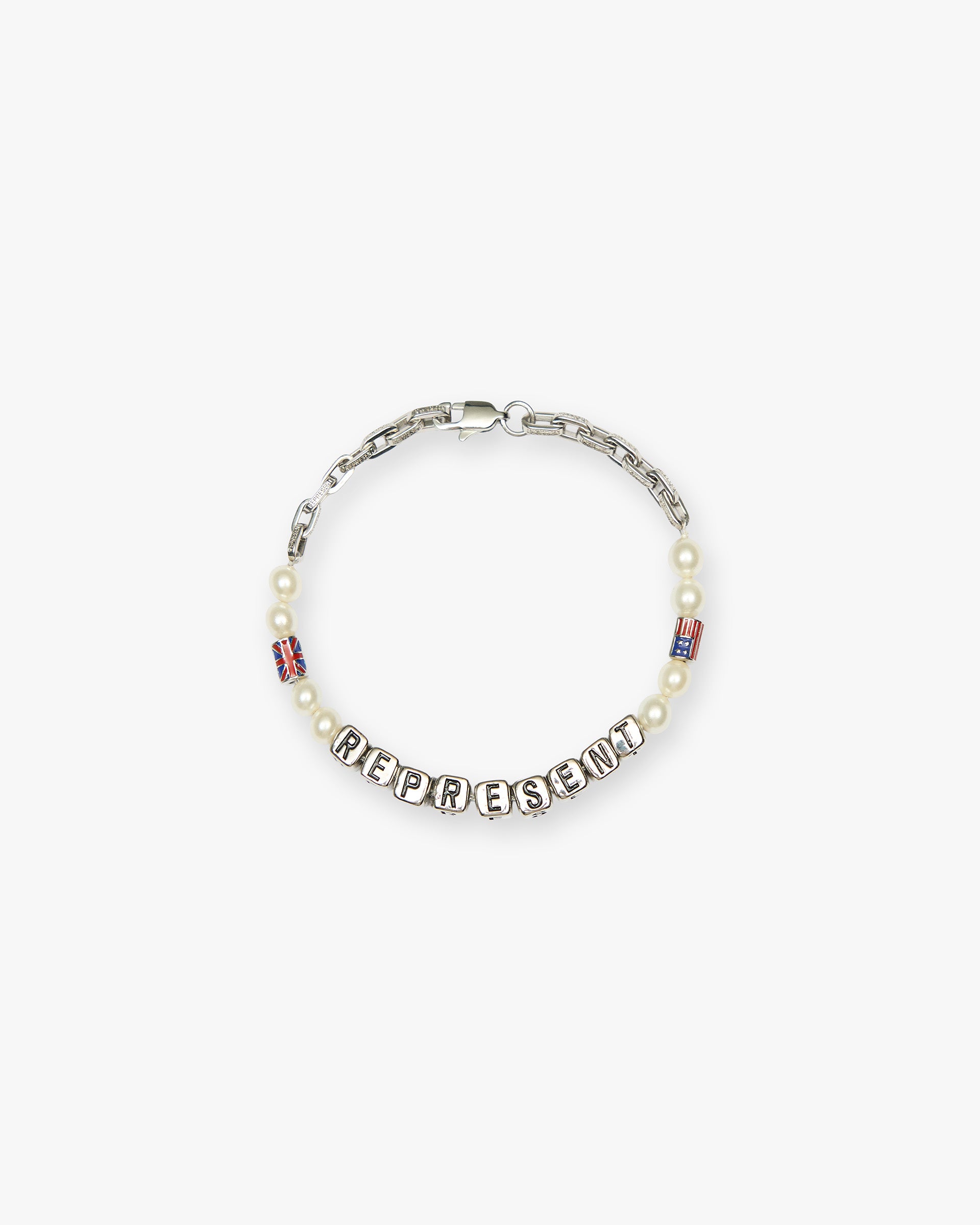 Beaded Represent Bracelet - Silver