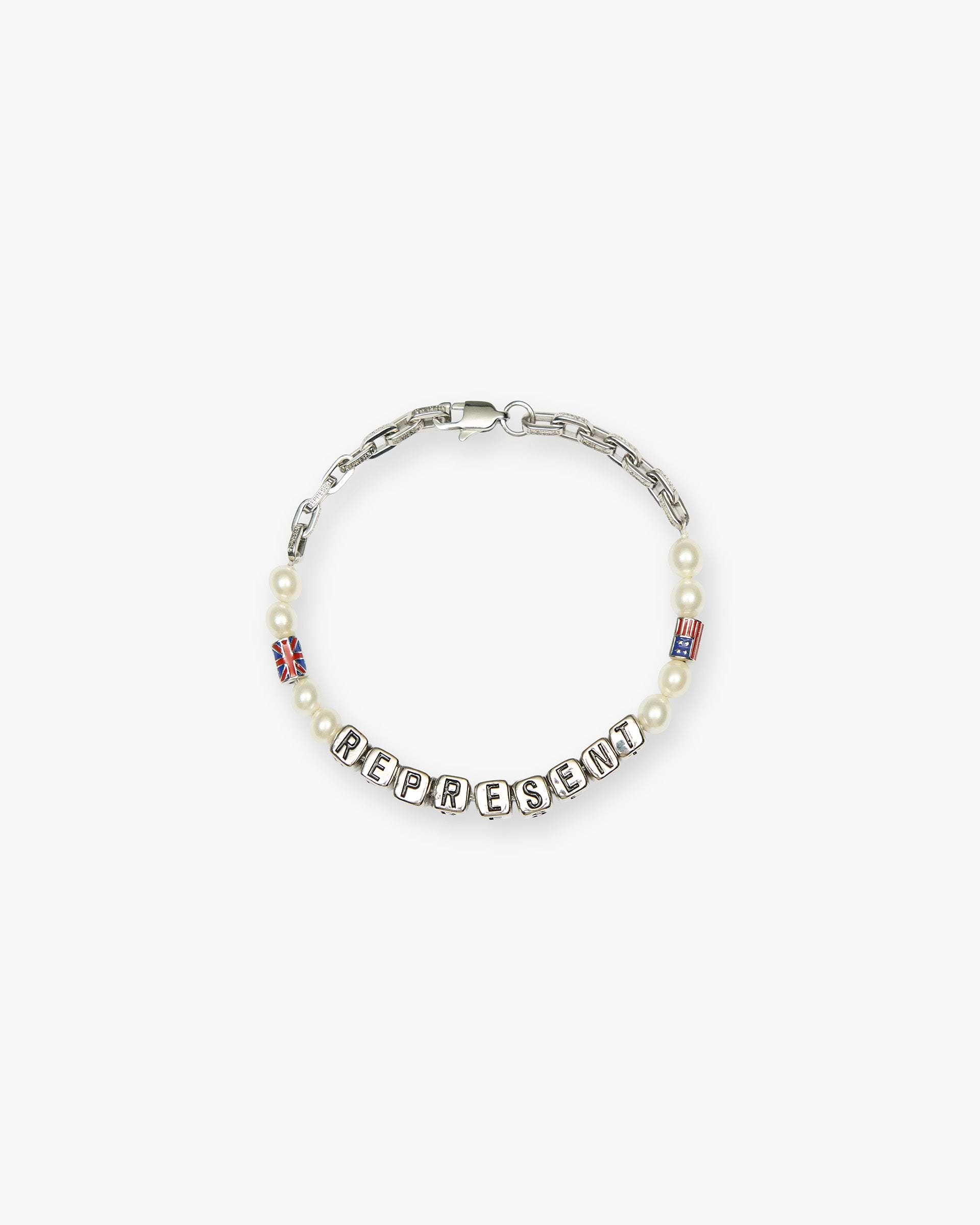 Beaded Represent Bracelet - Silver