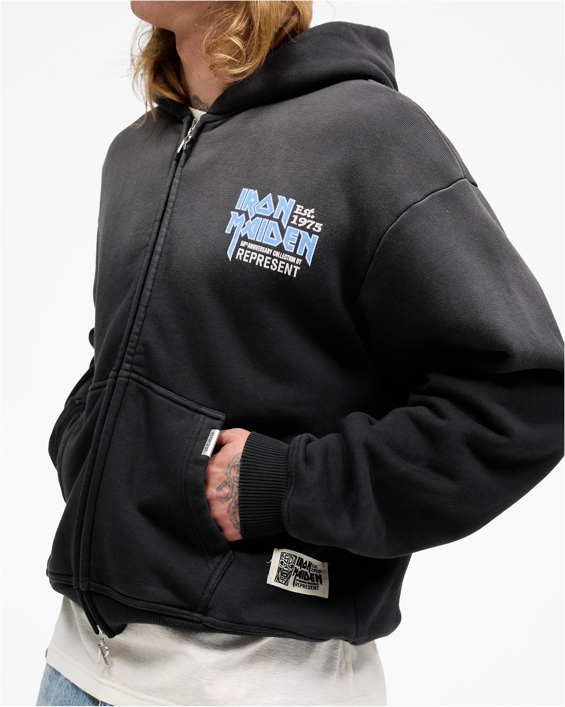 パーカー・フーディ REPRESENT \"IRON MAIDEN ANNIVERSARY\" HOODIE Represent x Iron Maiden Anniversary zip-up Hoodie | Black