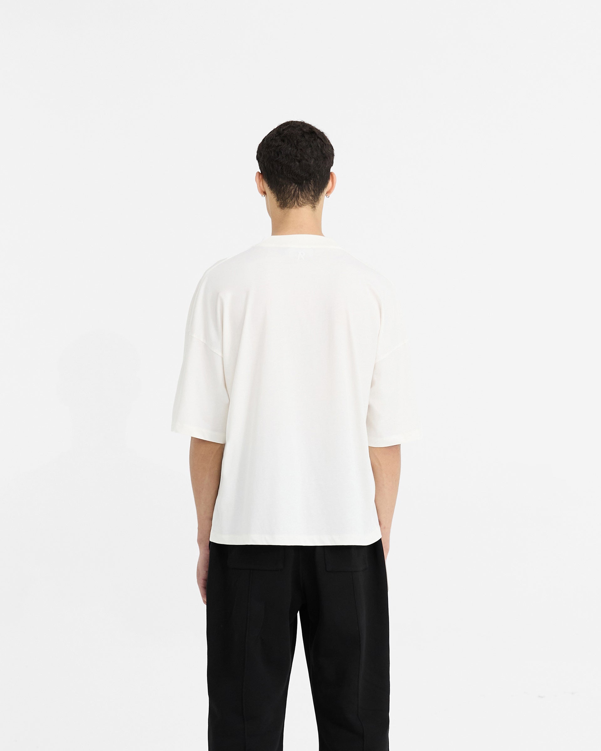 2 x Initial Boxy T-Shirt - Flat White & Black