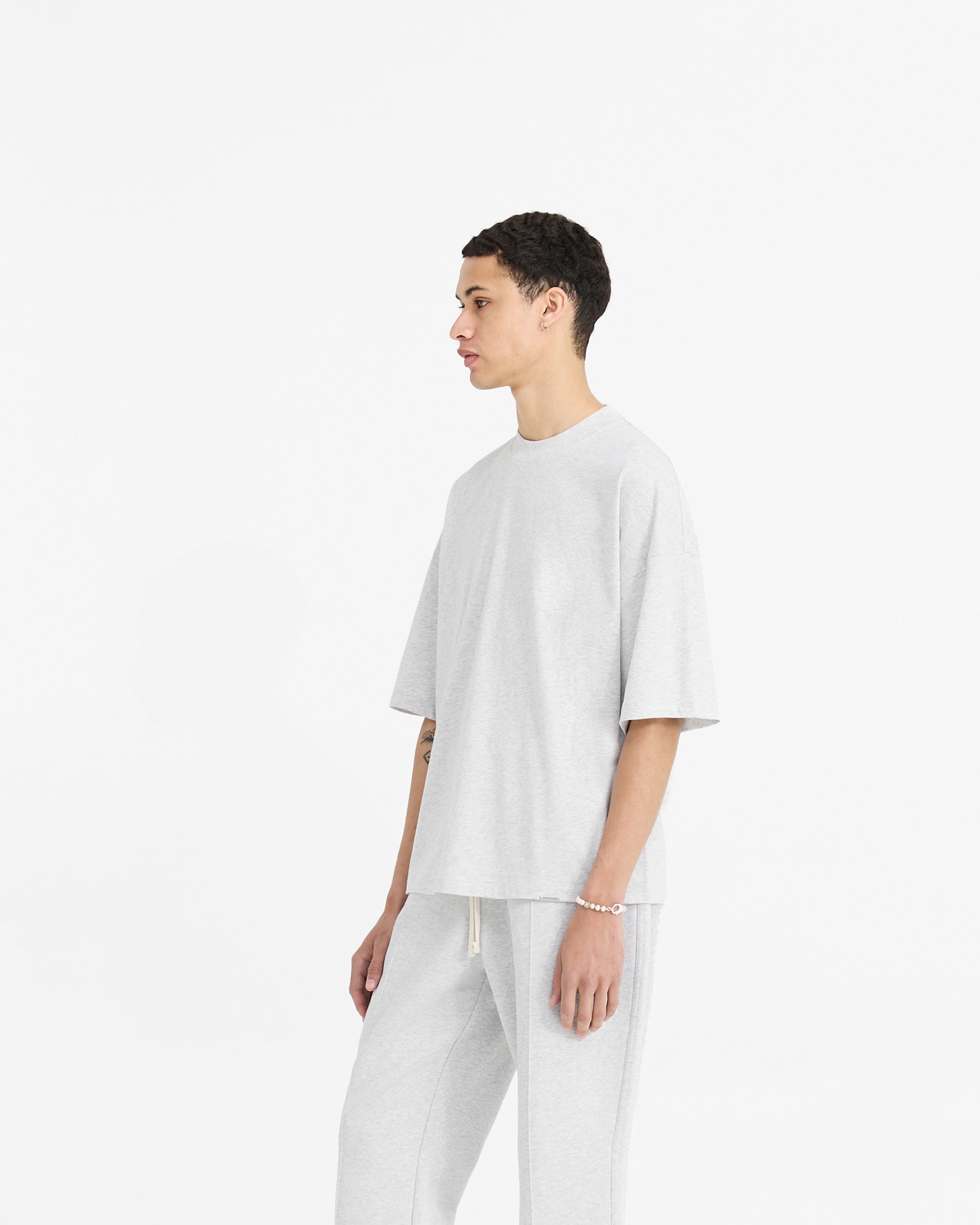 2 x Initial Boxy T-Shirt - Flat White & Ice Grey Marl