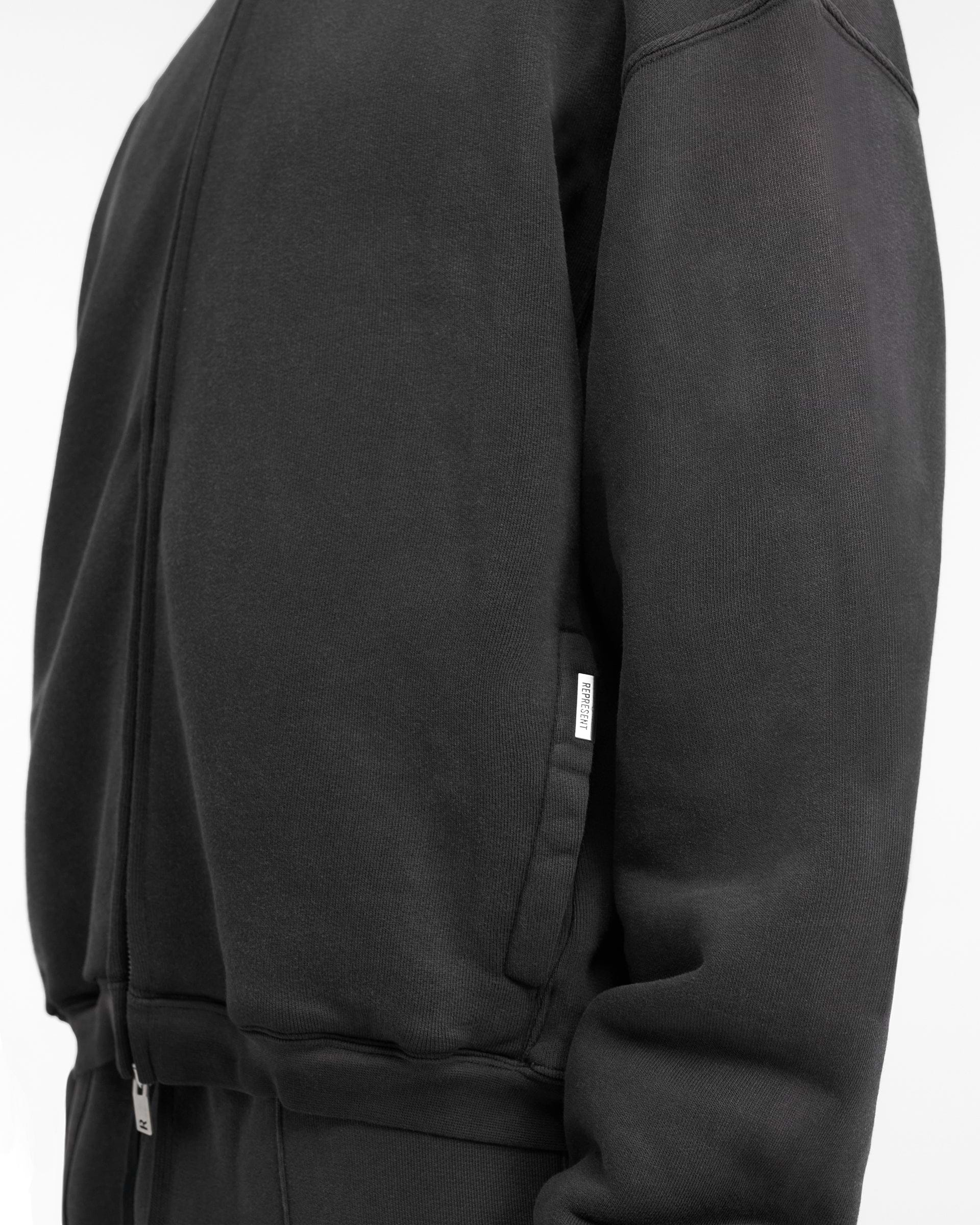 Heavyweight Initial Zip Hoodie - Stained Black