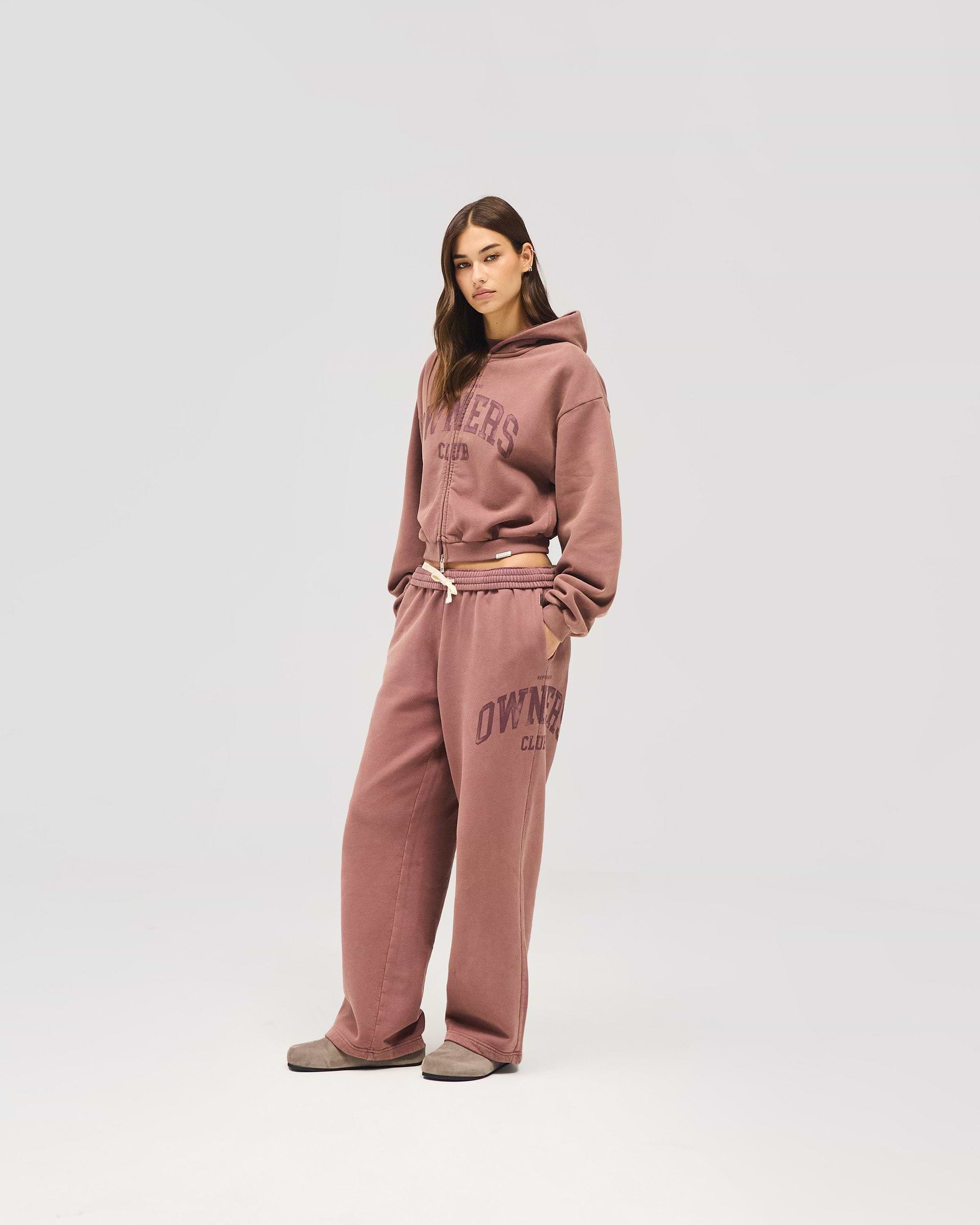 Represent Owners Club Zip Through Hoodie - Smoked Rose