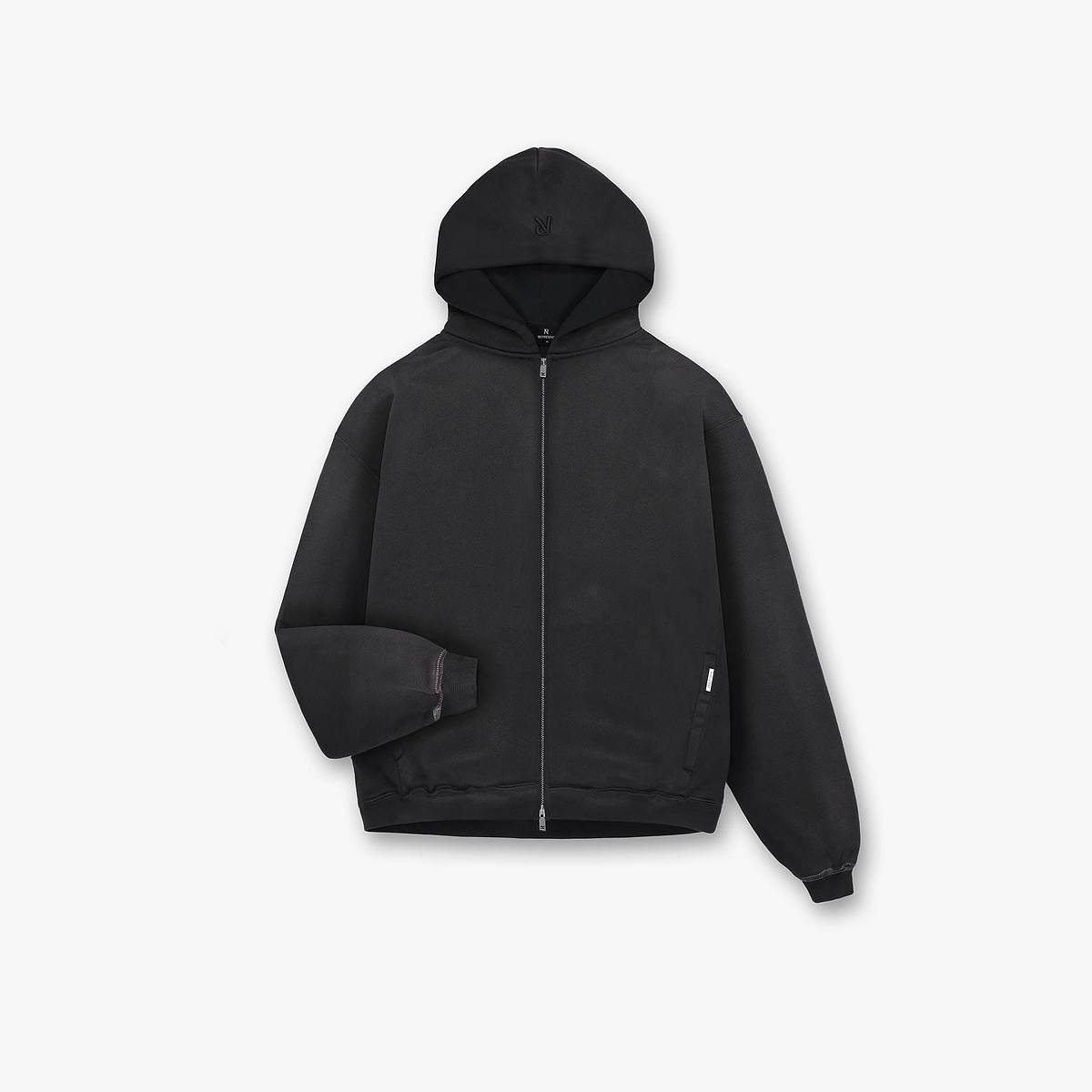 Heavyweight Initial Zip Hoodie | Stained Black | REPRESENT CLO
