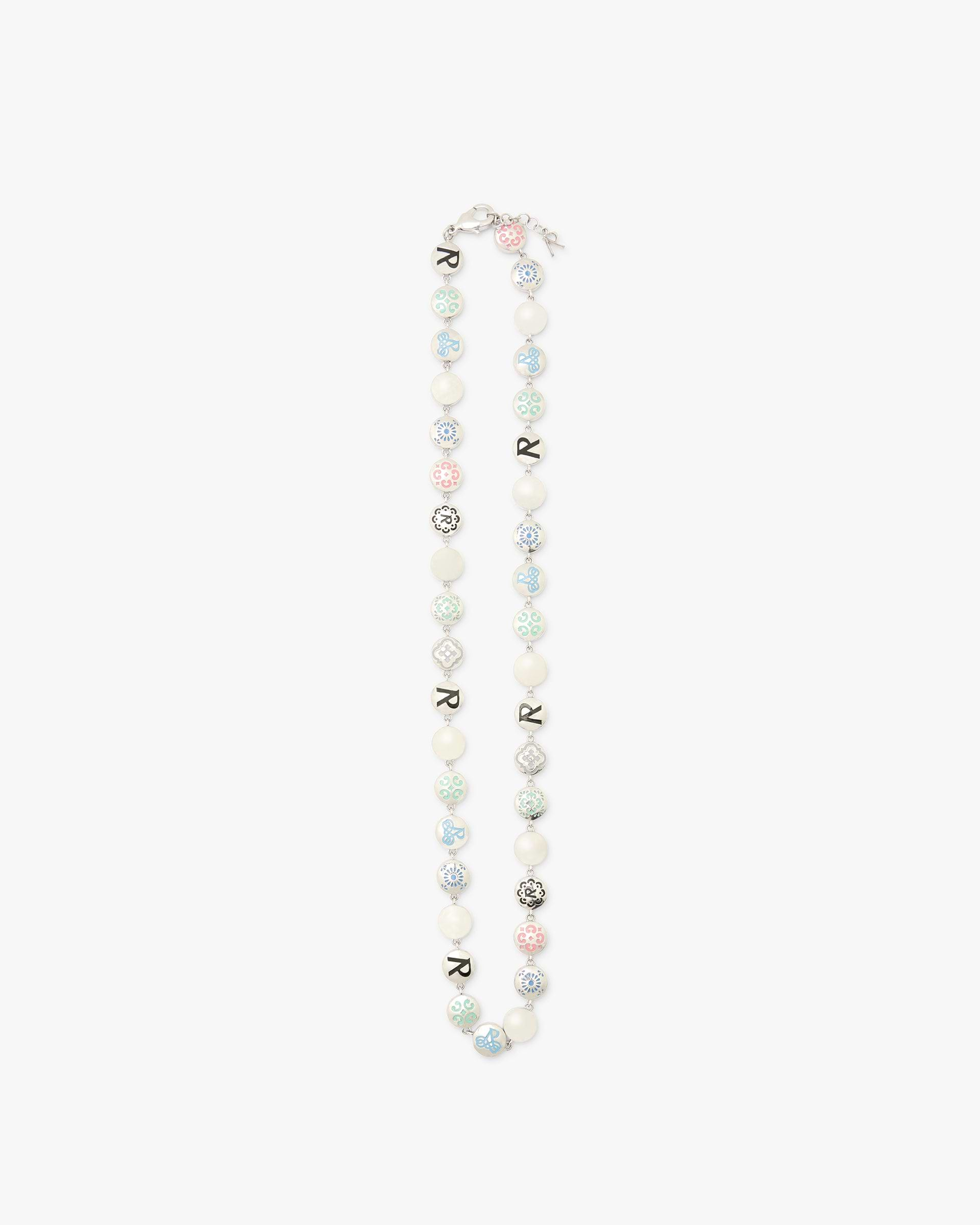 Enameled Bead Necklace - Silver