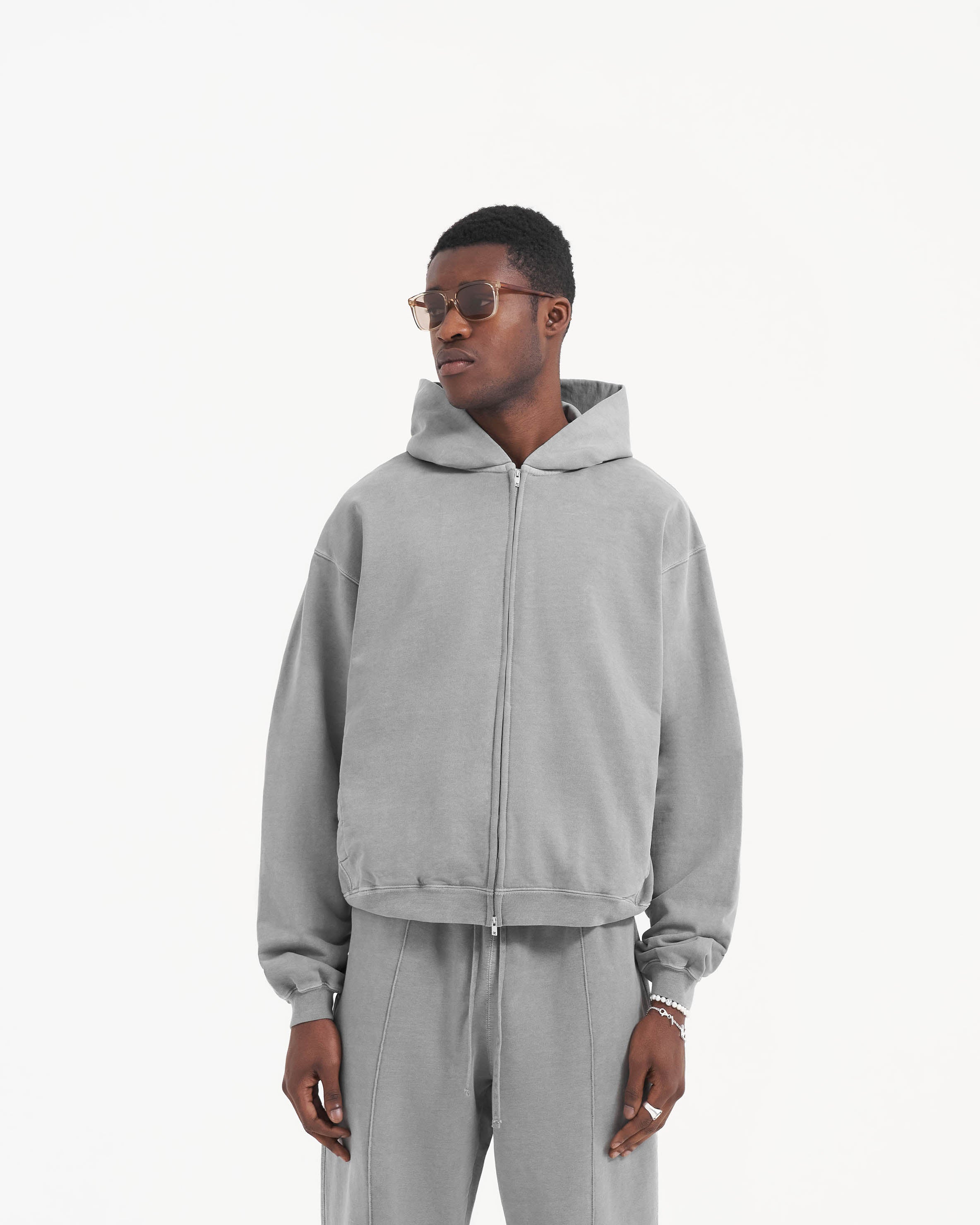 Initial Zip Hoodie - Ultimate Grey