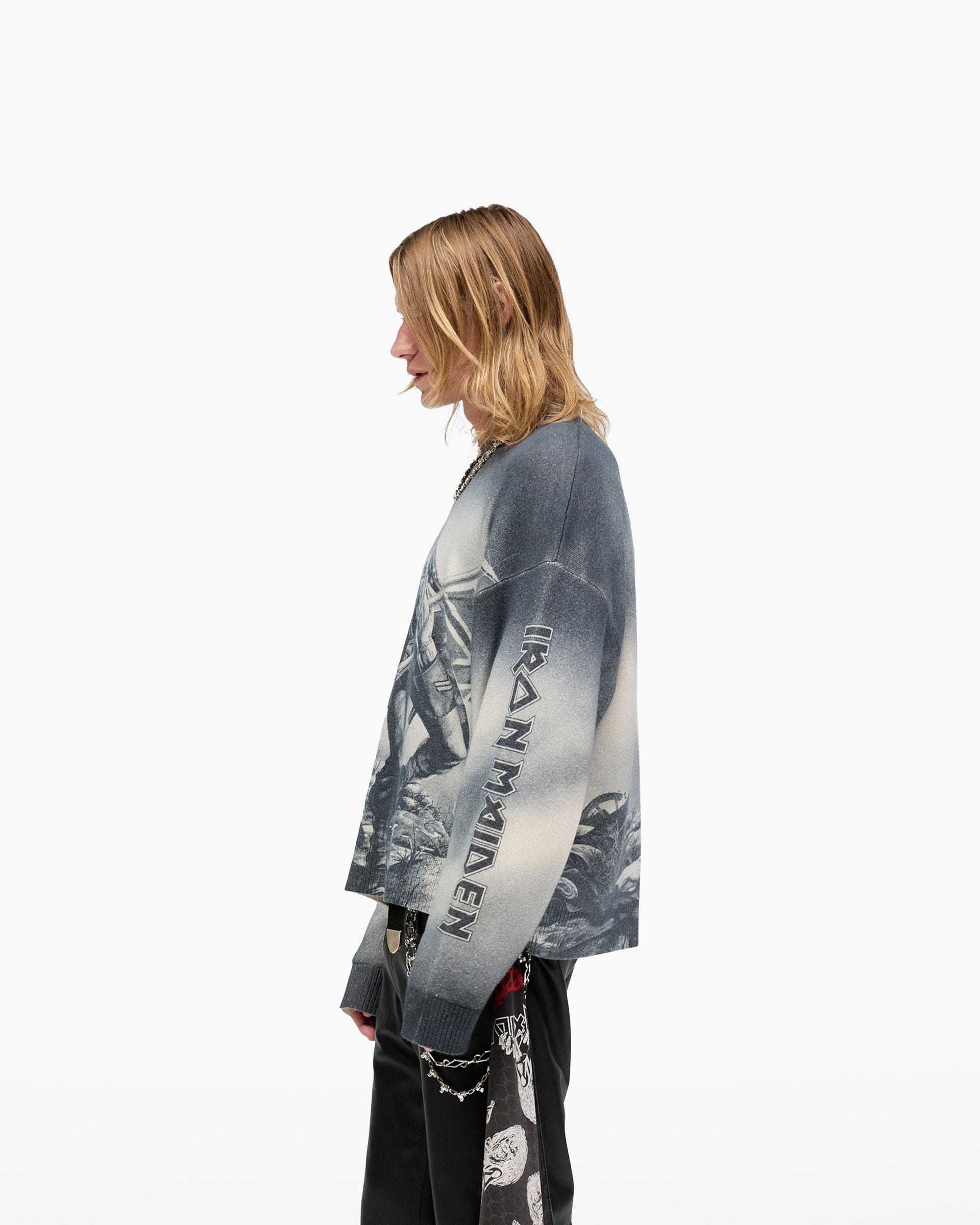Represent X Iron Maiden Trooper Knit Sweater - Sunfade Grey