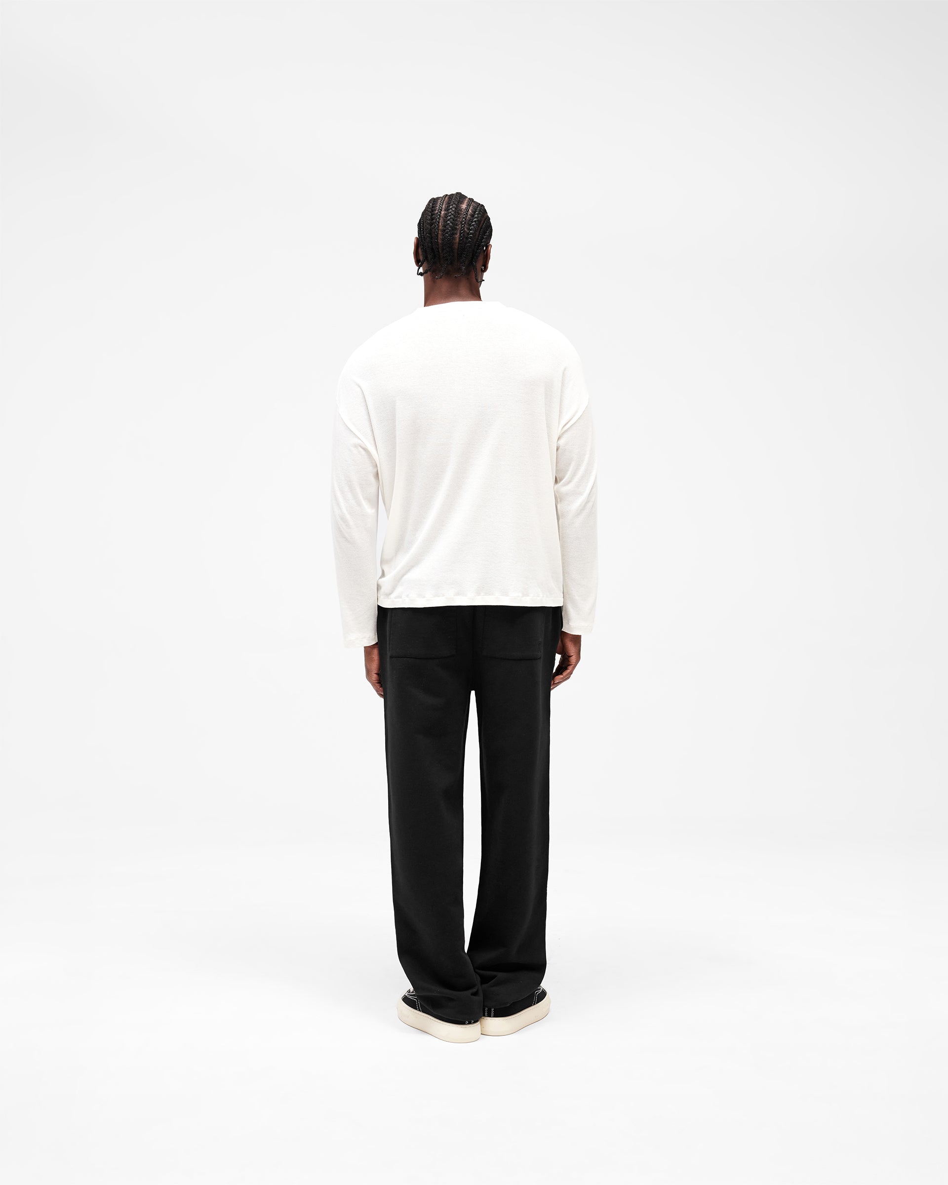 Initial Sheer Rib Long Sleeve T-Shirt - Flat White