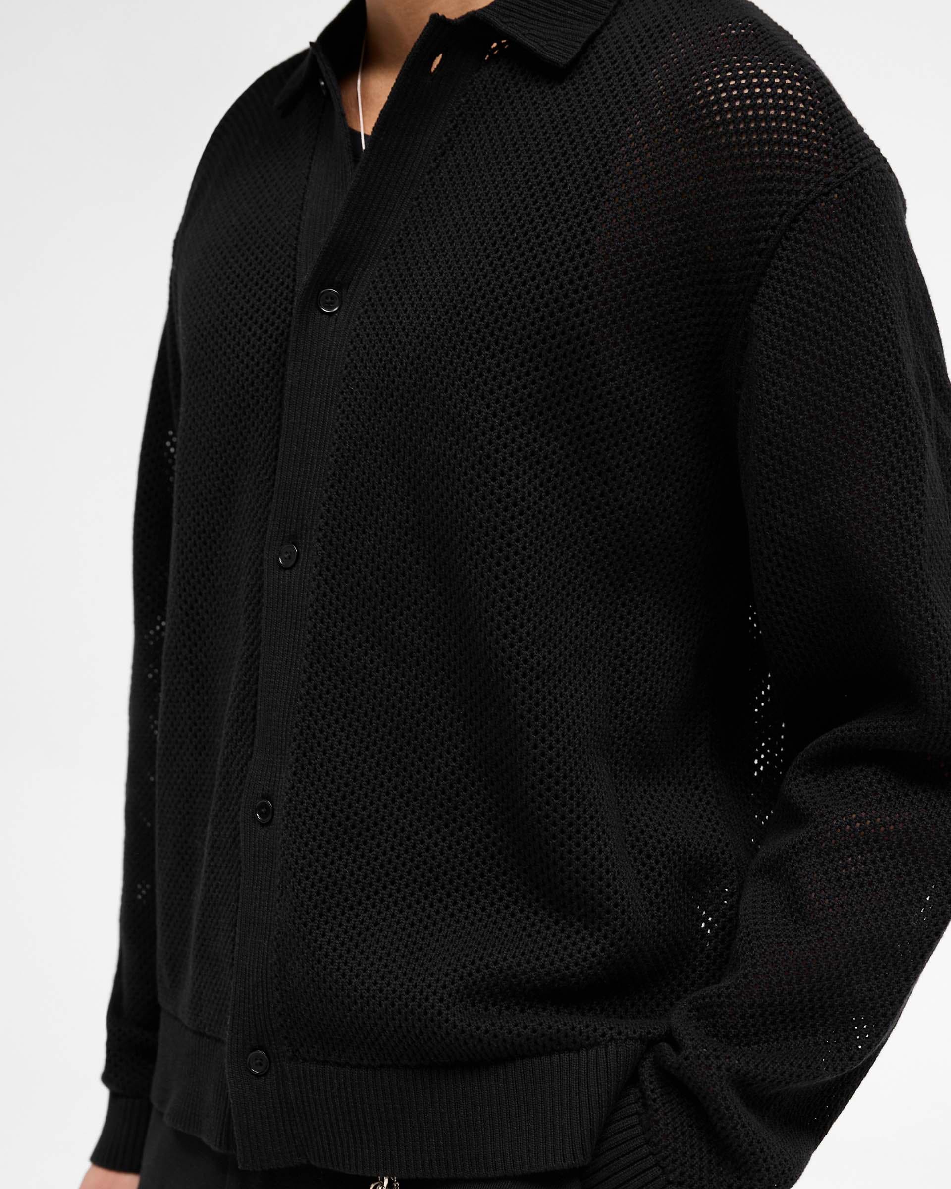 Long Sleeve Mesh Knit Shirt | Jet Black | REPRESENT