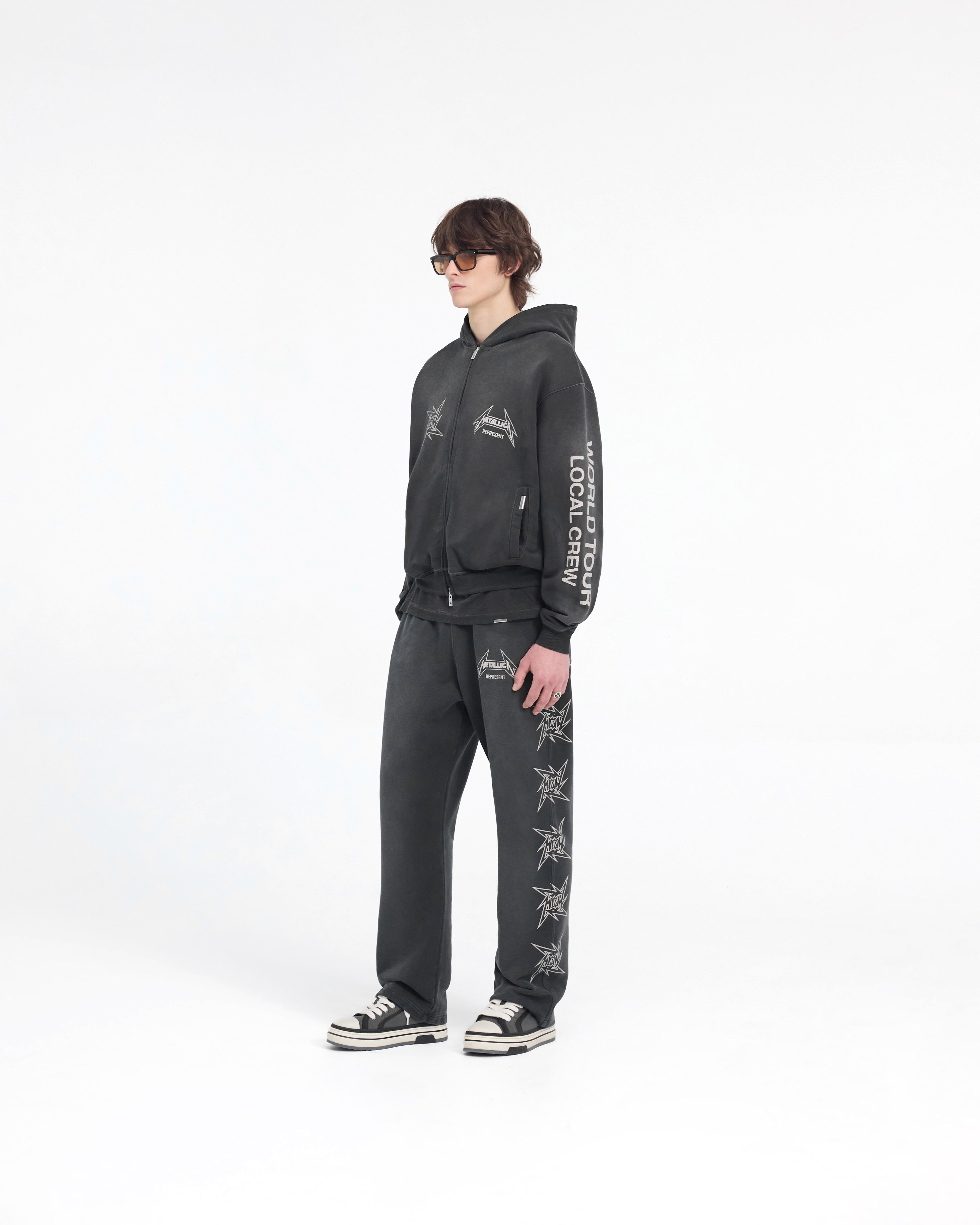 Metallica Local Crew Zip Hoodie | Stained Black | REPRESENT
