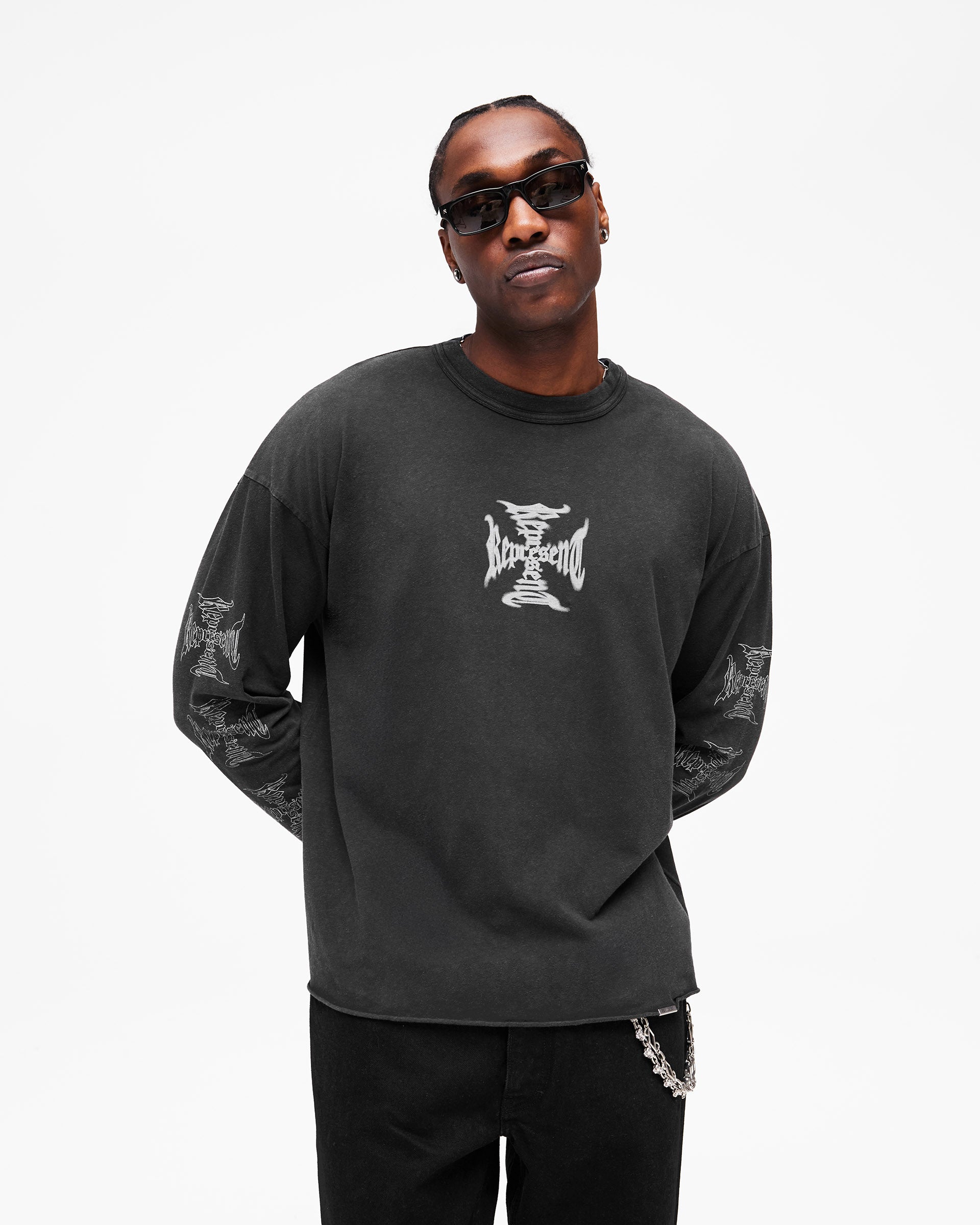 MH Long Sleeve T-Shirt Faded Black | Heaton Capsule | REPRESENT