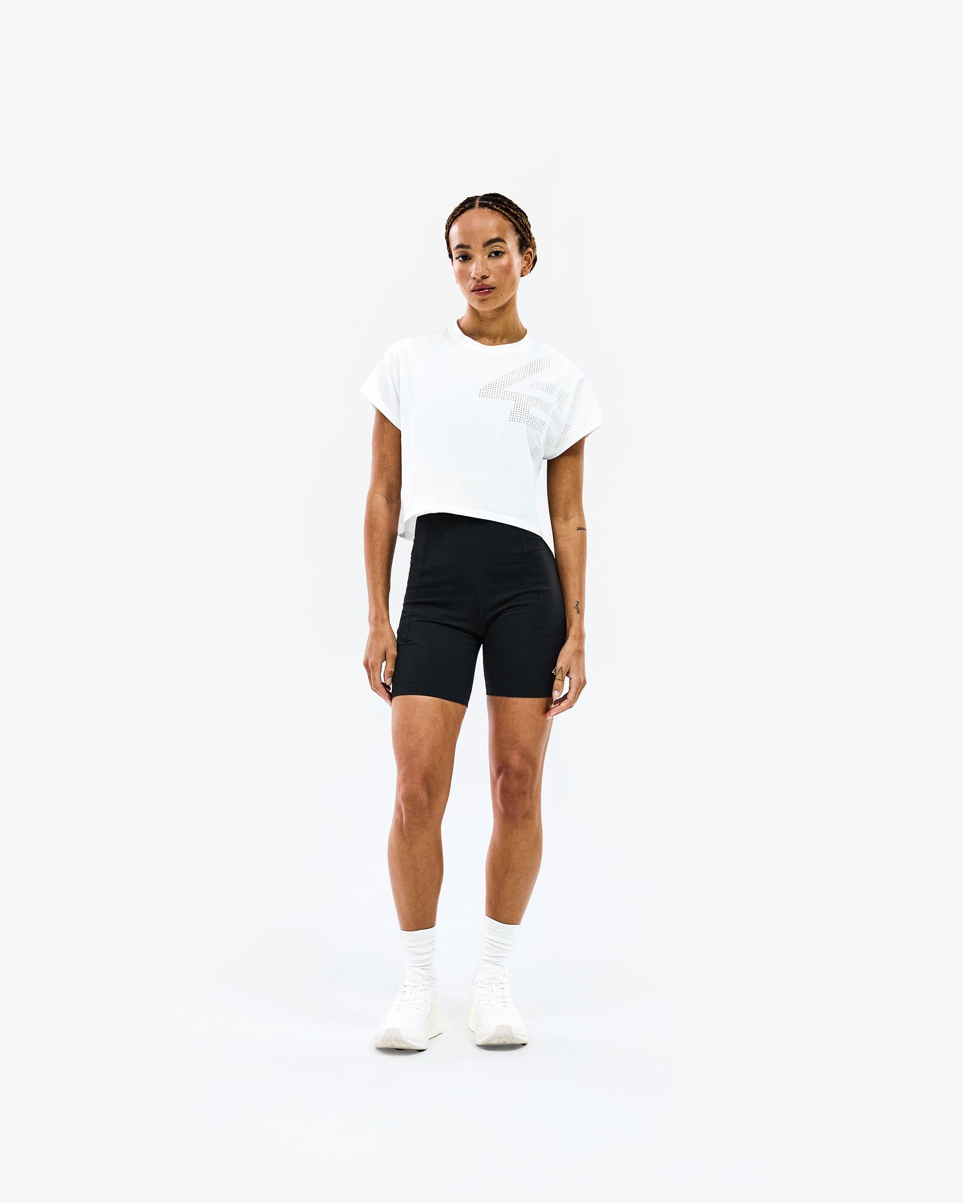 247 Perforated Cropped Training T-Shirt - White