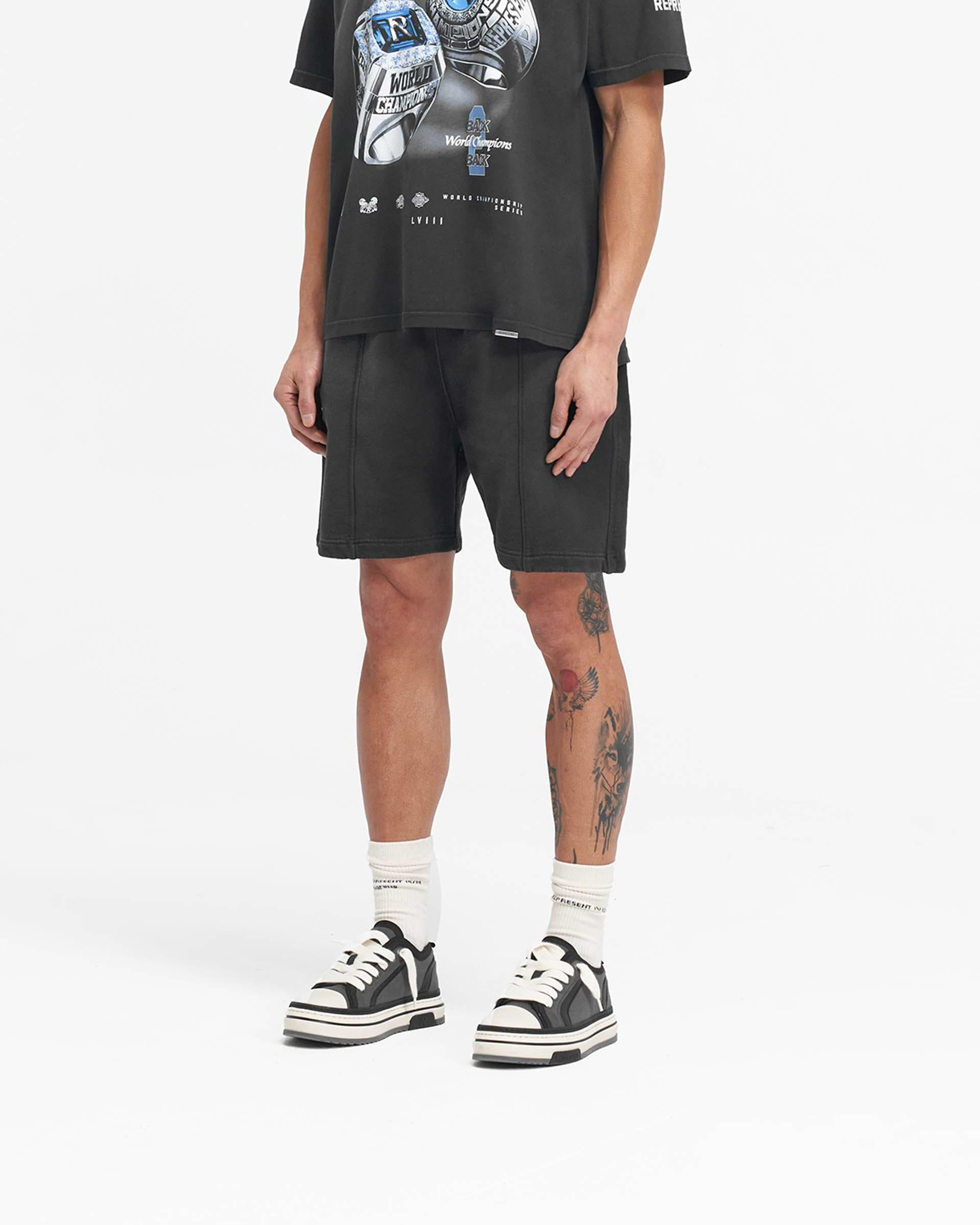 Represent X Feature Sweat Shorts - Stained Black