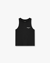 Front product image of a mens black t-shirt on a plain white background | Team 247 Run Vest in Black | Oversized boxy fit with split stepped hem | 247 T-Shirts | Represent Clo