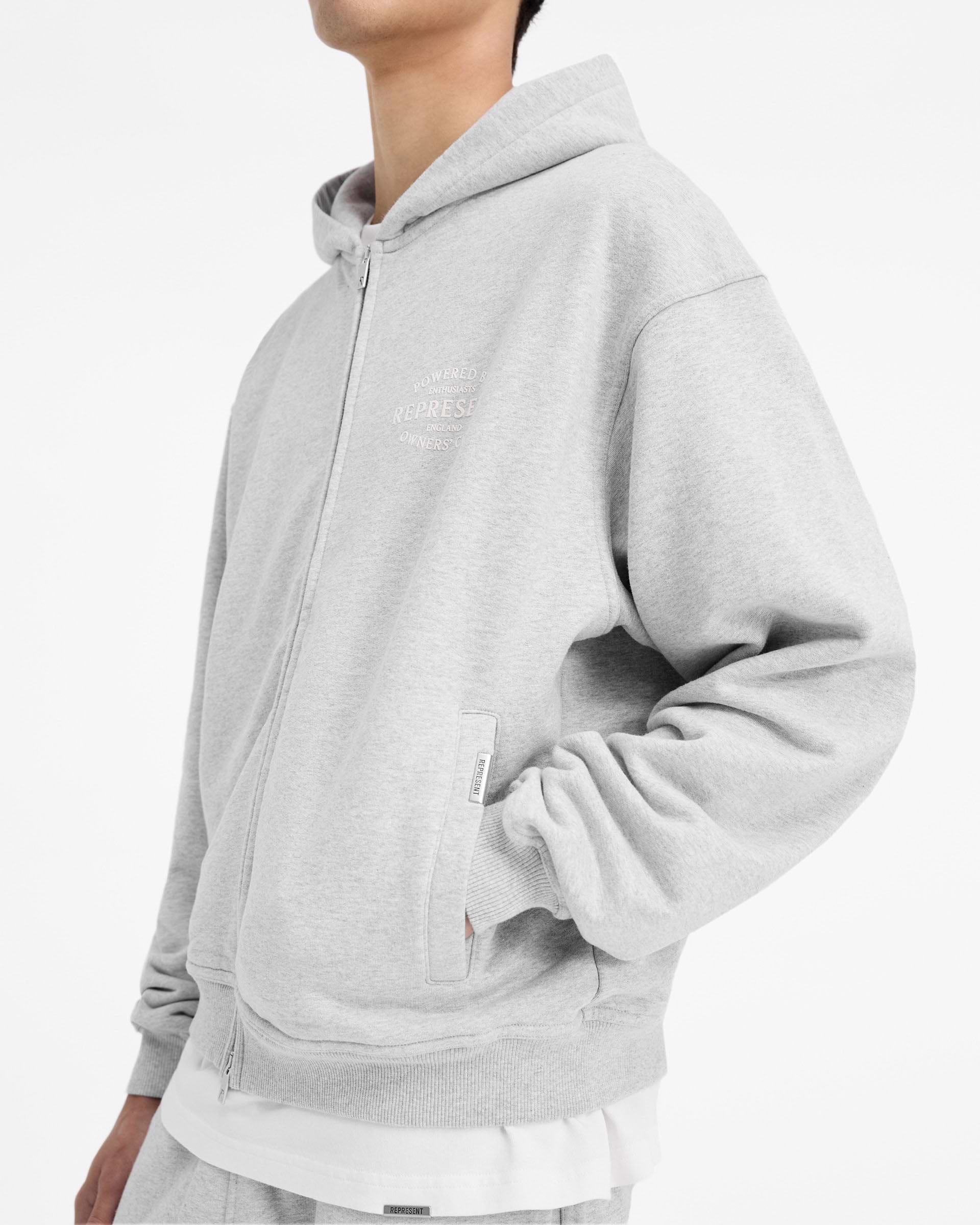 Ash Grey Zip Hoodie | Stamp Owners' Club | REPRESENT