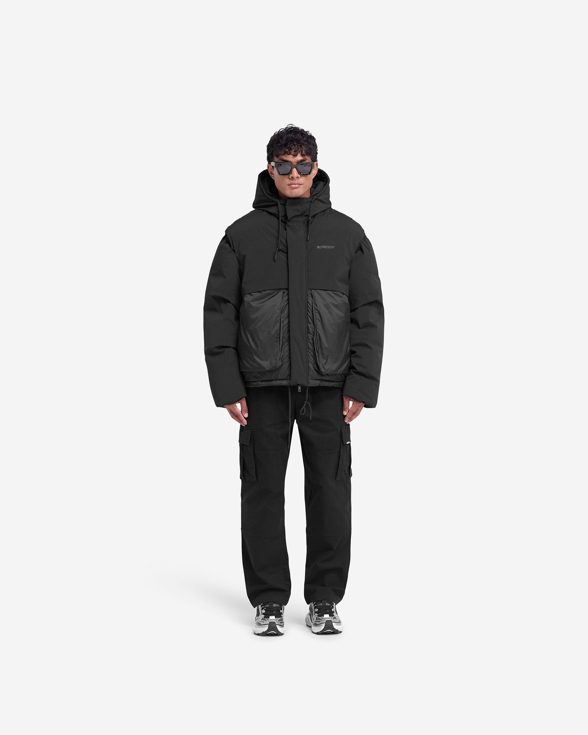 Layered Hooded Puffer - Jet Black