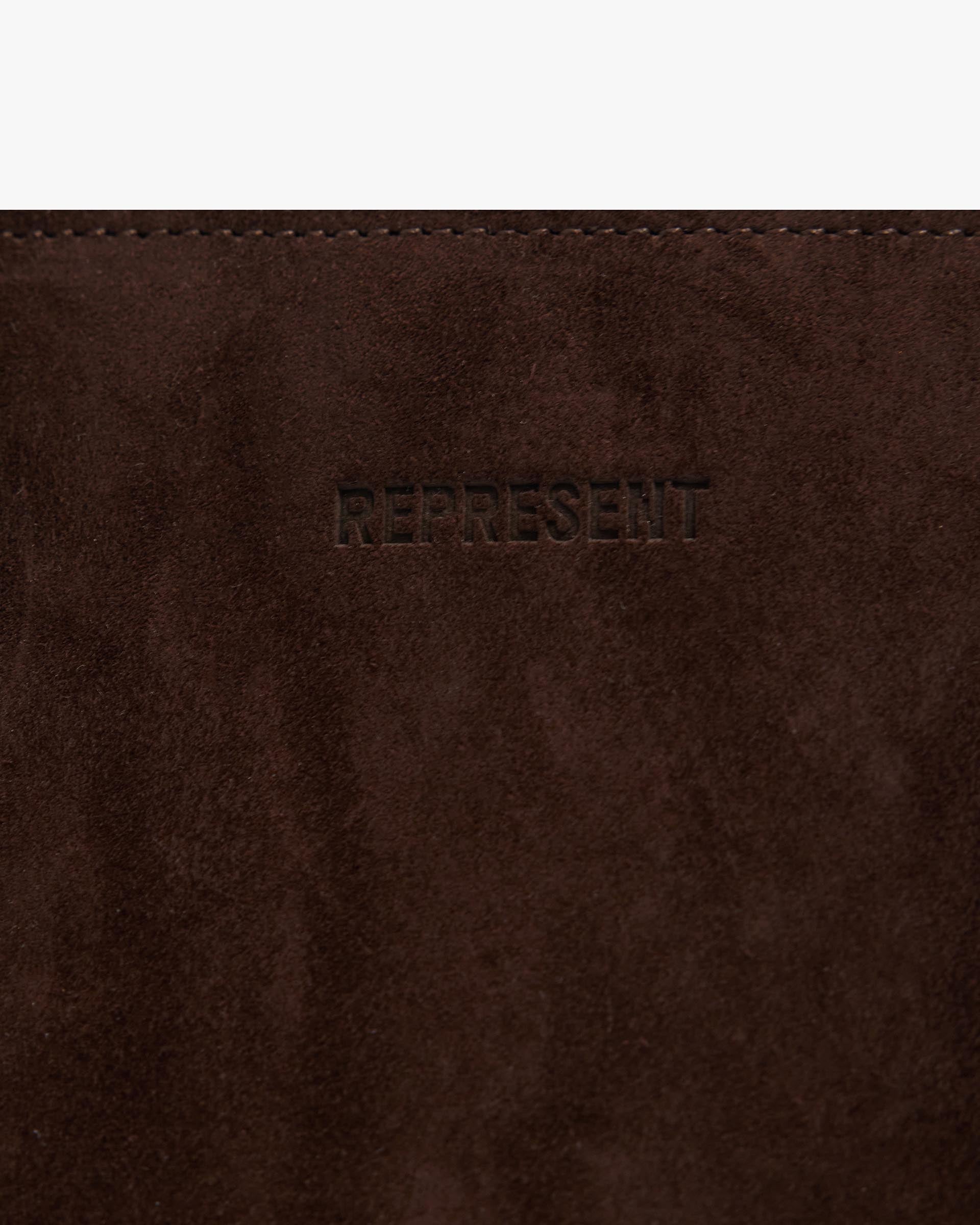 Suede Leather Tote Bag - Brown