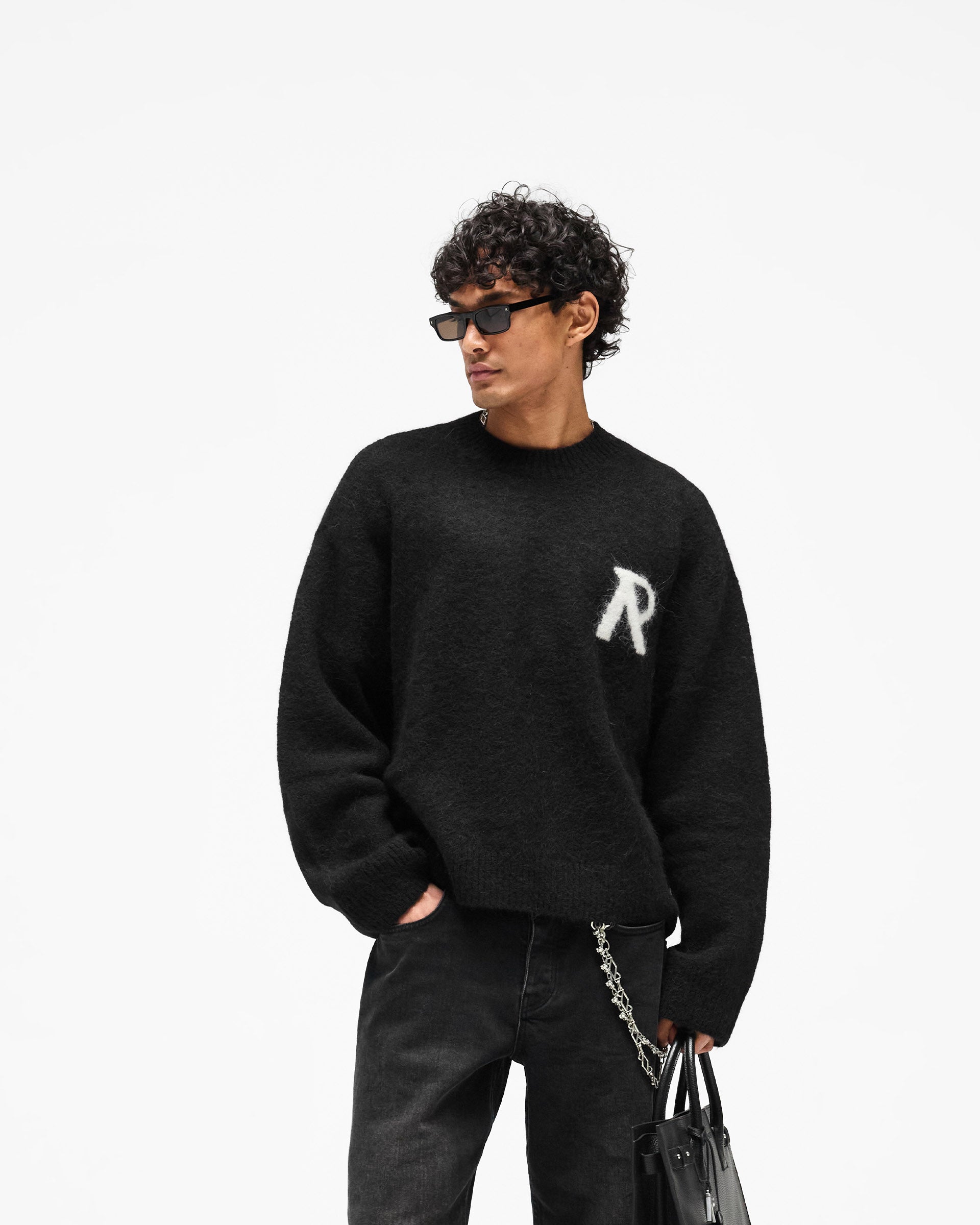 Logo Knit Sweater Jet Black | Mens Sweaters | REPRESENT