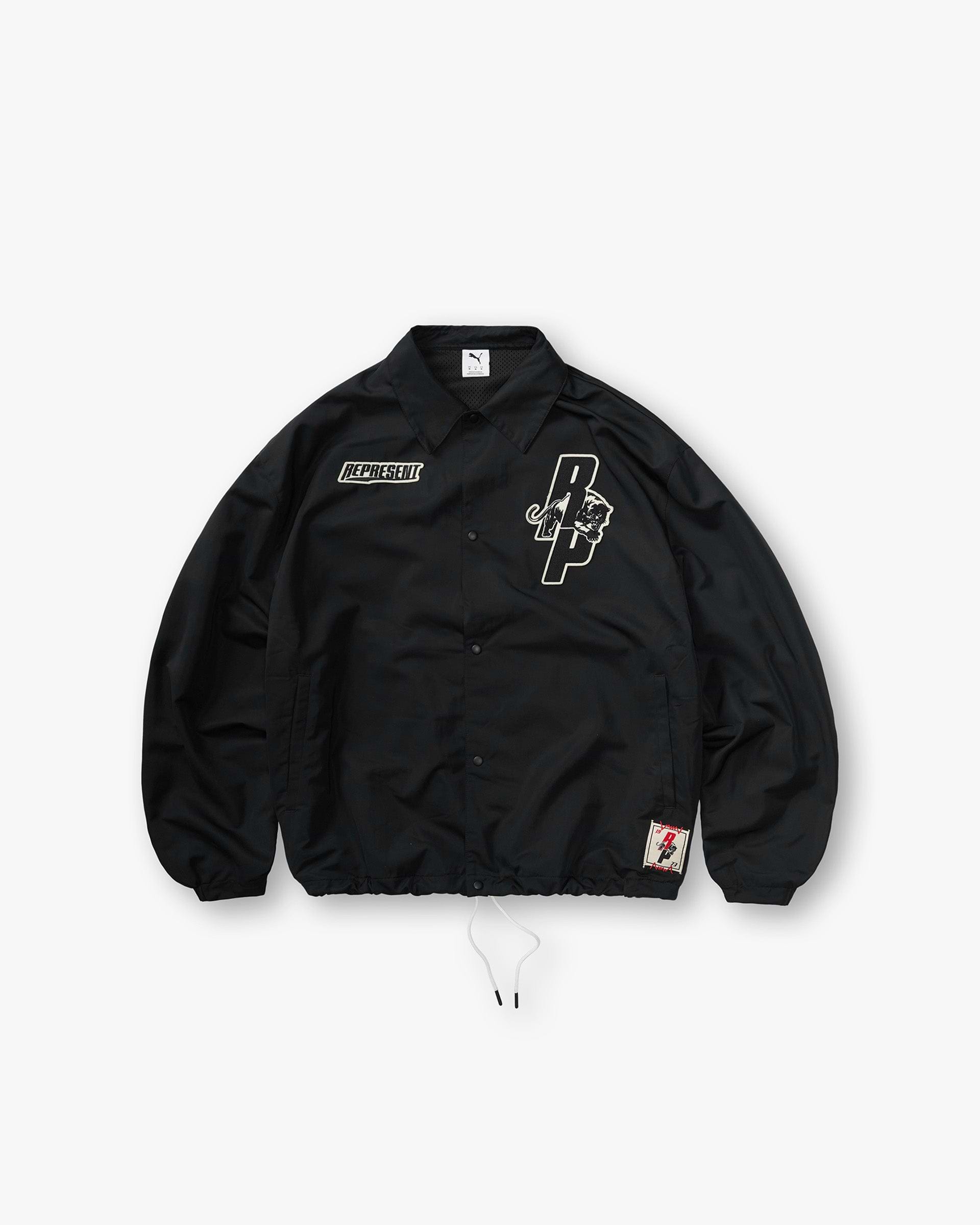 Black Represent x Puma Hoops Coach Jacket | Mens Jackets | REPRESENT