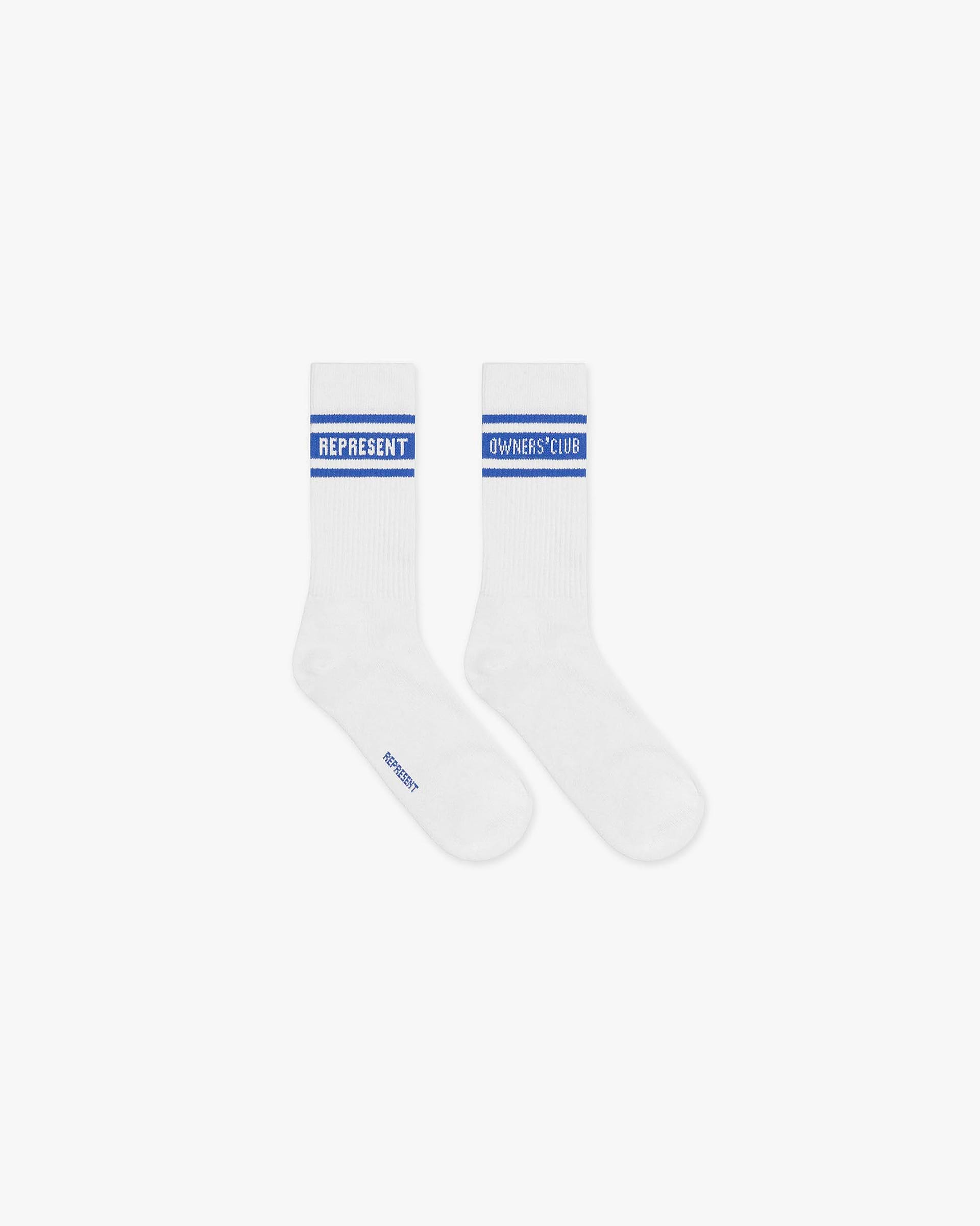 Represent Owners Club Socks | Flat White/Cobalt Accessories Owners Club | Represent Clo