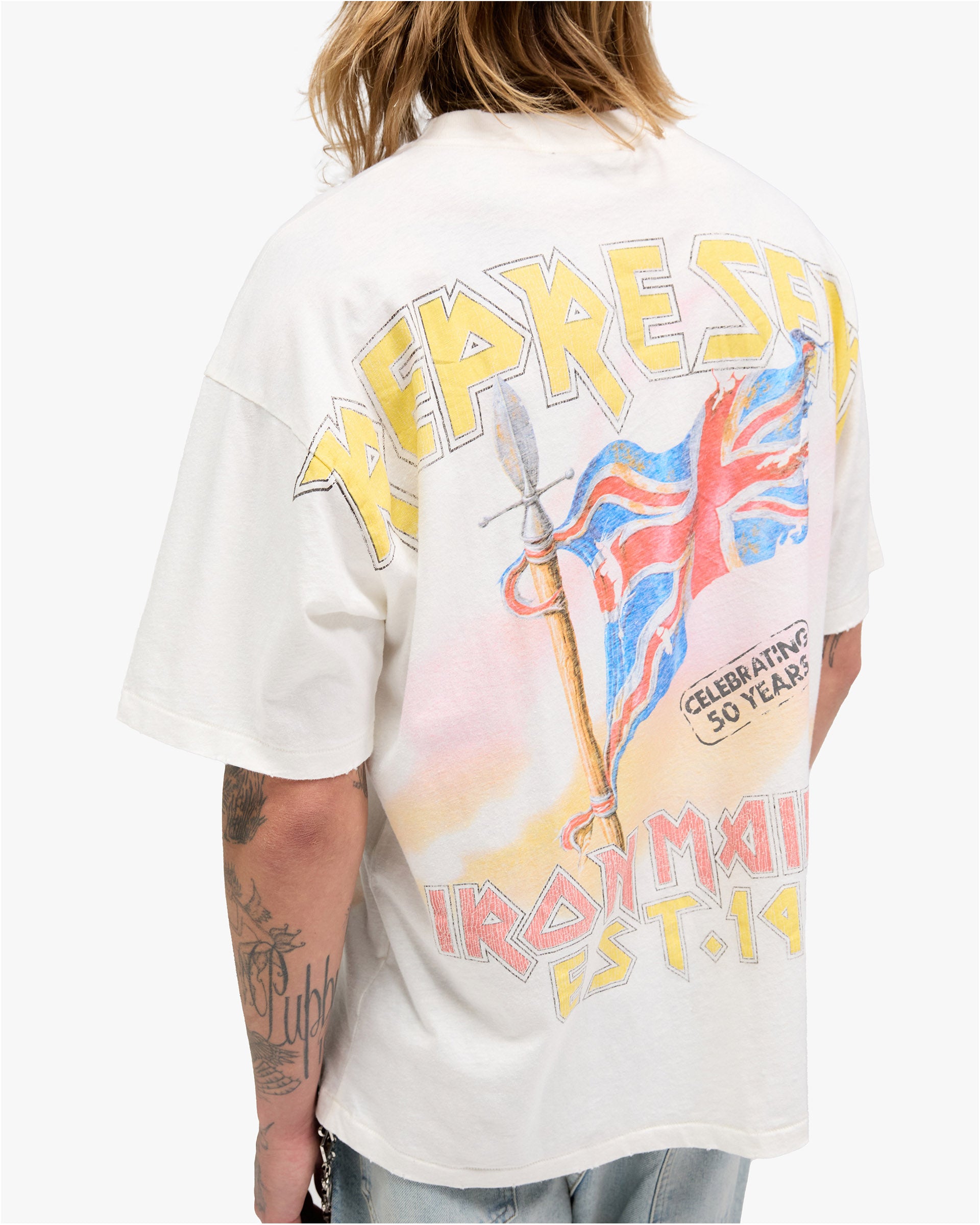 Represent X Iron Maiden Steed T-Shirt | White | REPRESENT