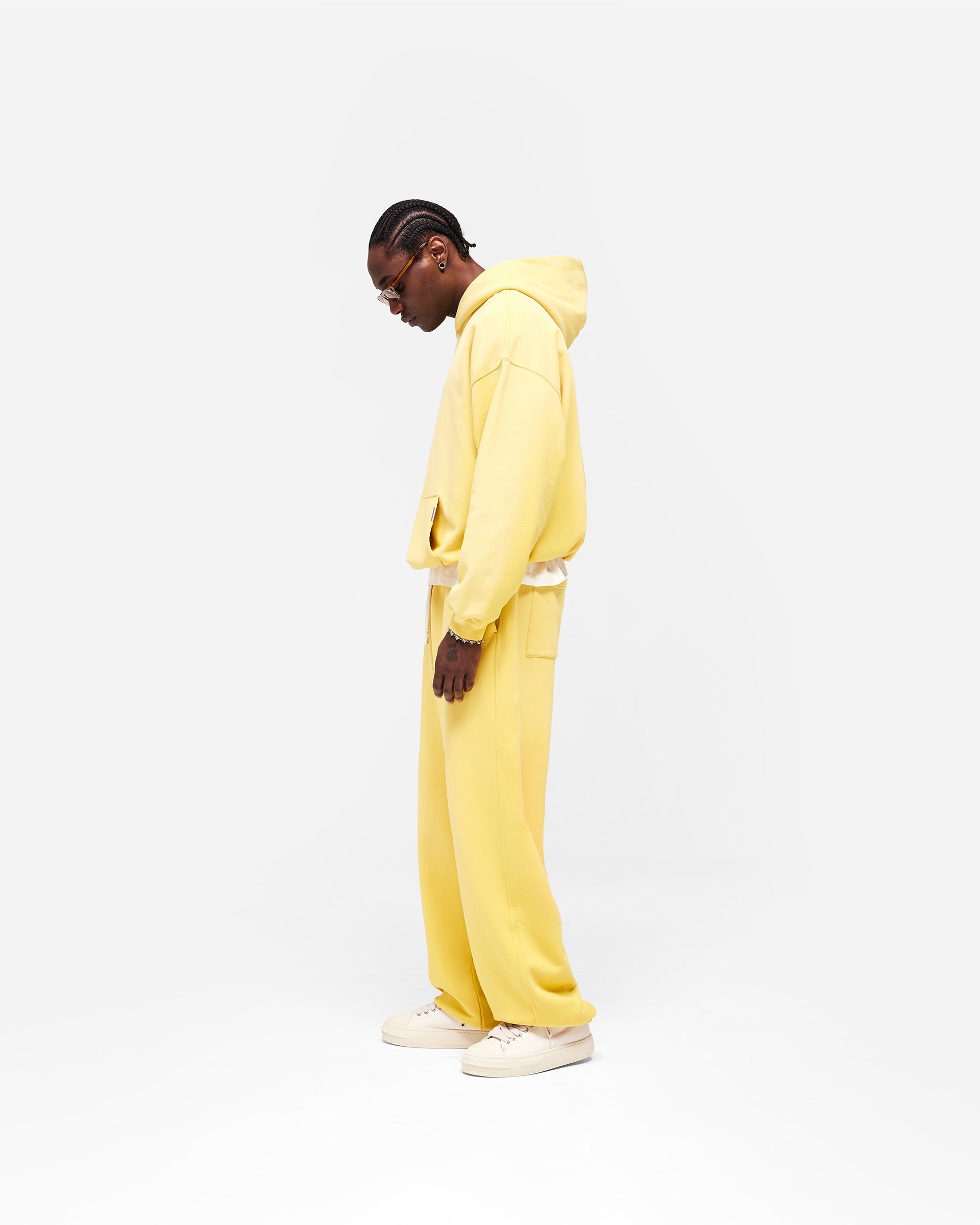 Initial Wide Leg Cuffed Sweatpant - Canary Yellow