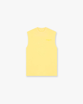 Front product image of a mens lemon tank top on a plain white background | Team 247 Oversized Tank in Lemon | Tank top with neck and armhole binding | 247 T-Shirts | Represent Clo