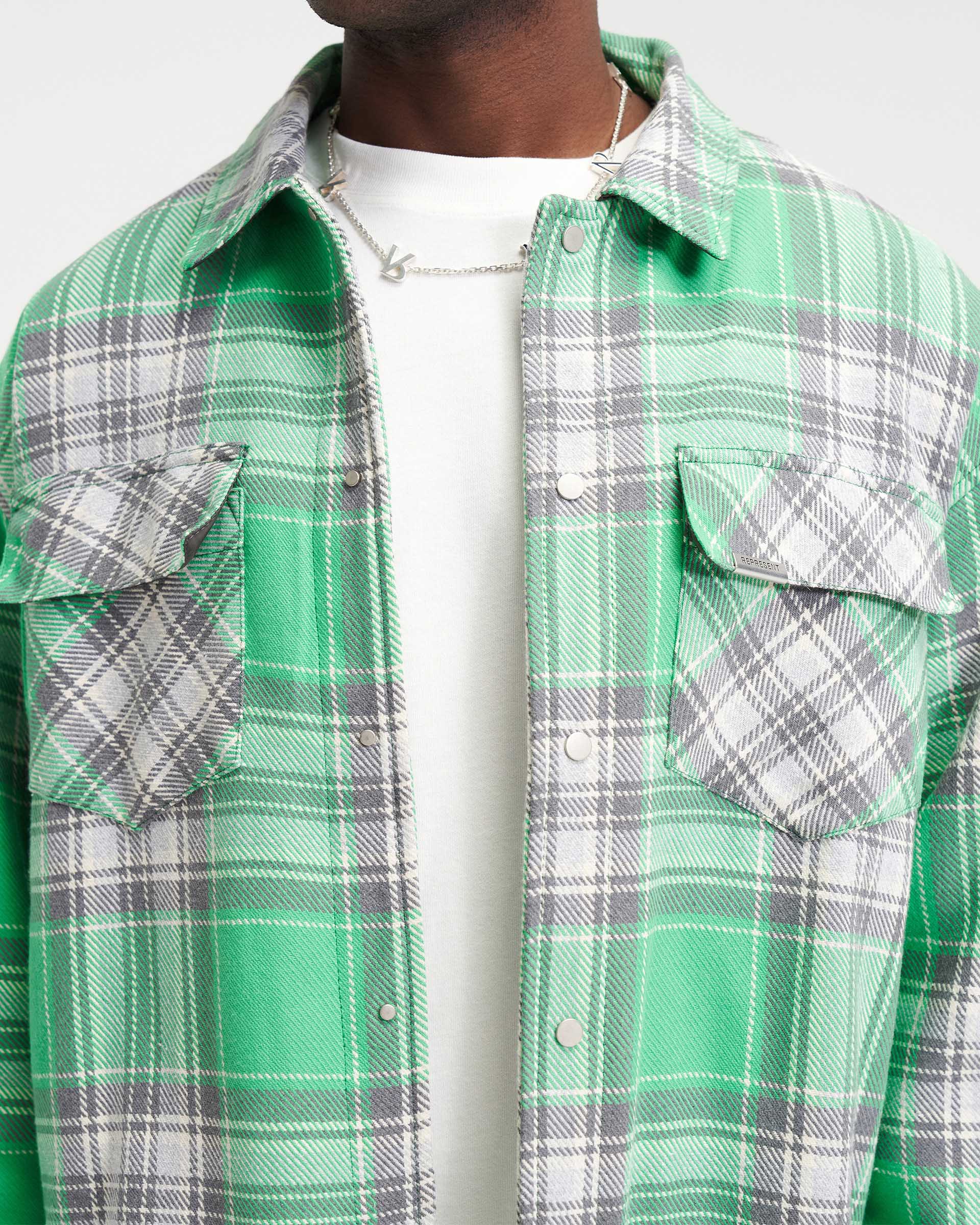 Quilted Flannel Overshirt - Island Green