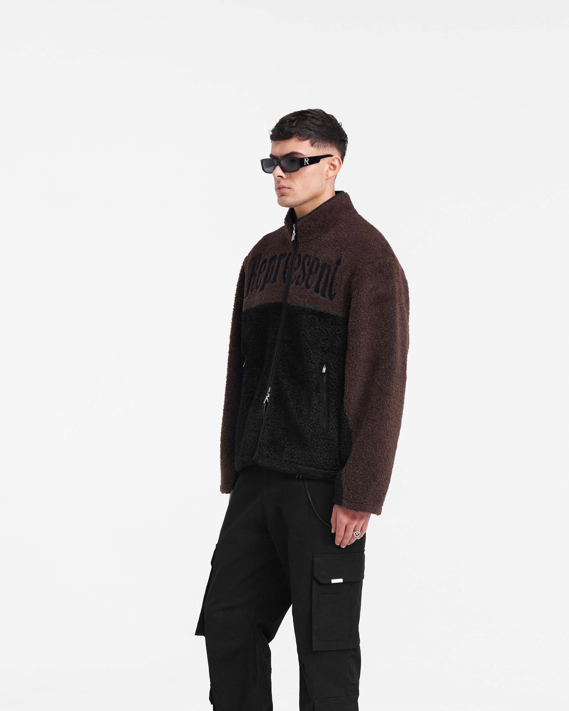 Split Block Fleece - Black Vintage Brown