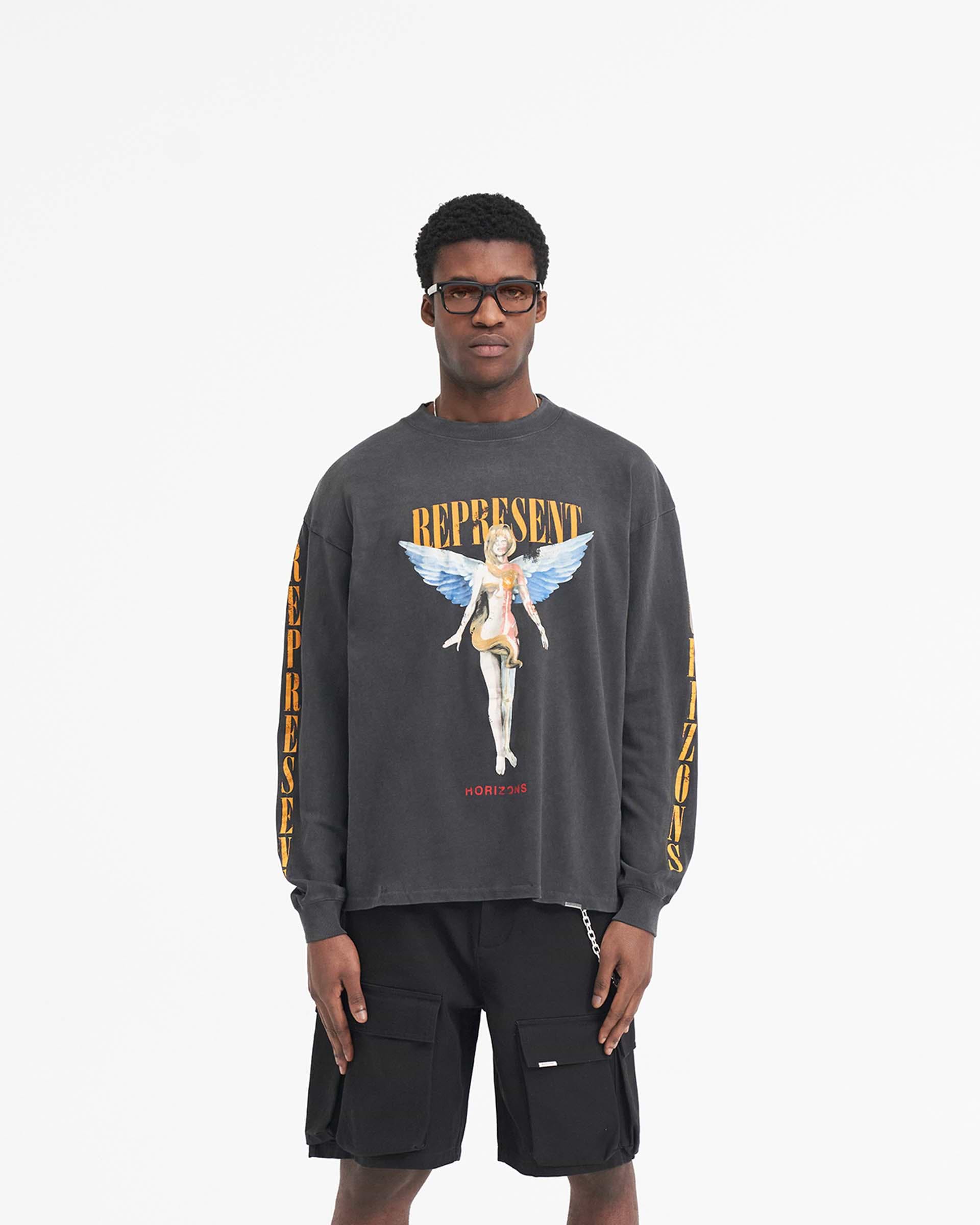 Reborn Long Sleeve T-Shirt | Aged Black | REPRESENT