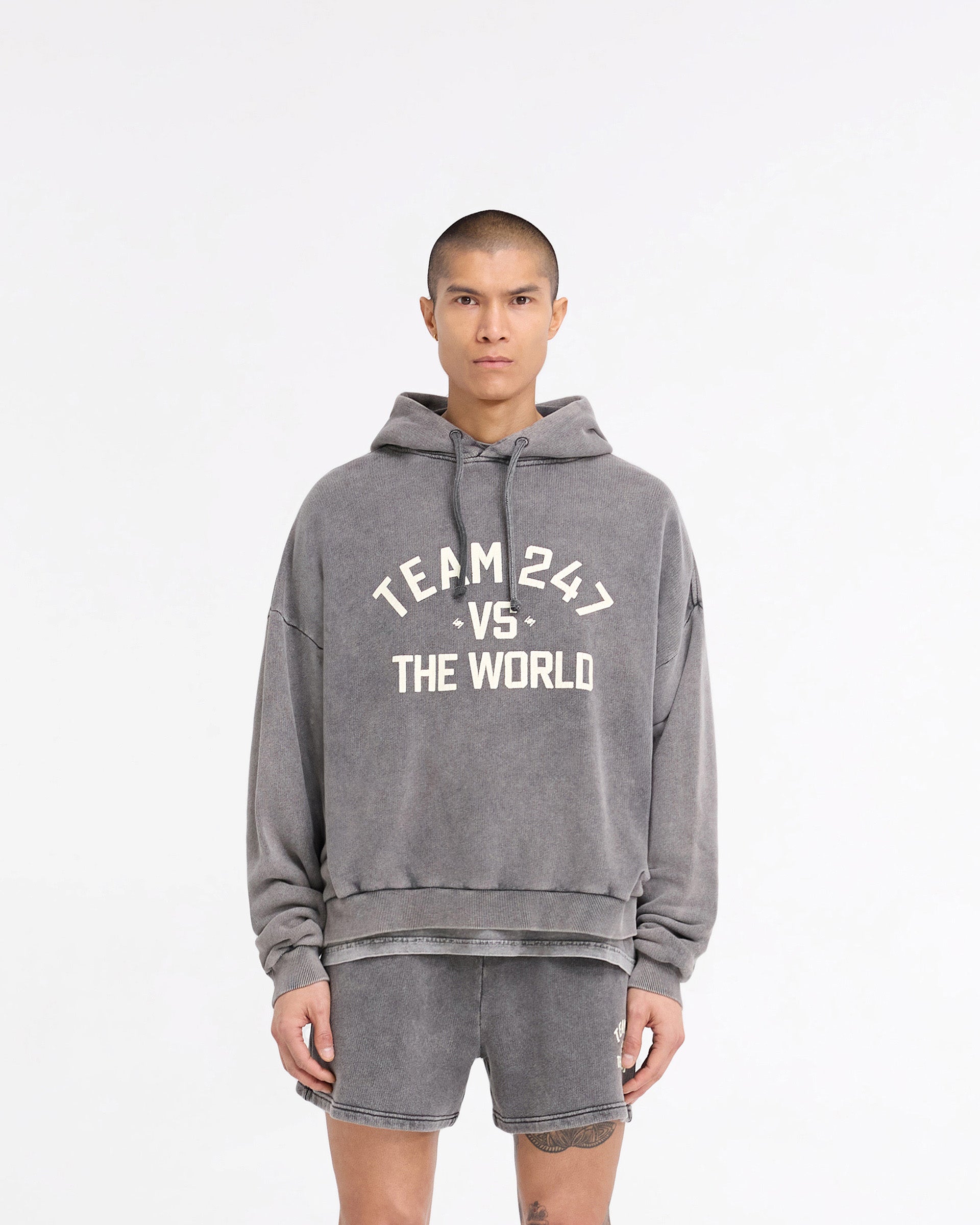 247 Vs The World Boxy Hoodie - Pewter