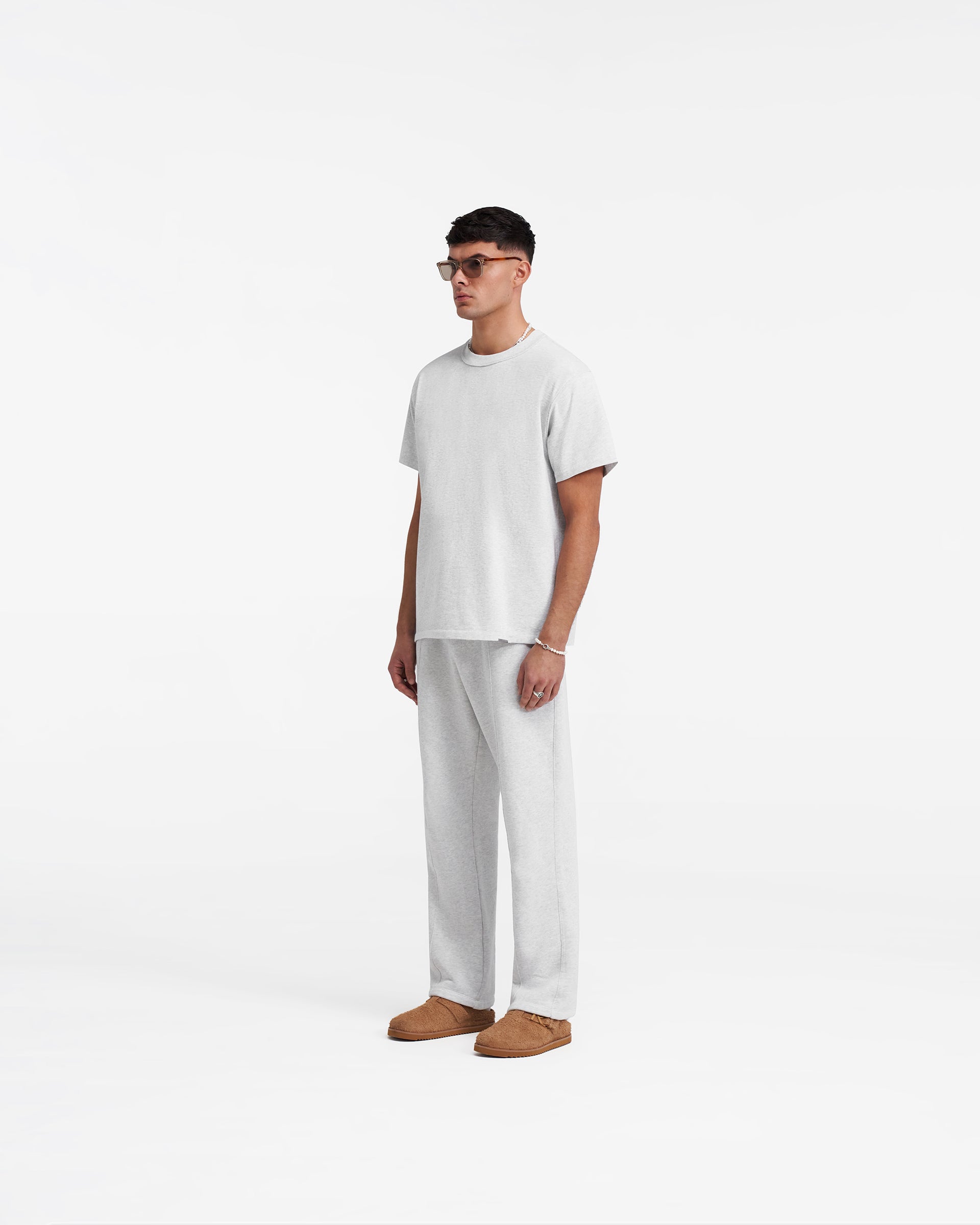 Heavyweight Initial Sweatpants - Ice Grey Marl