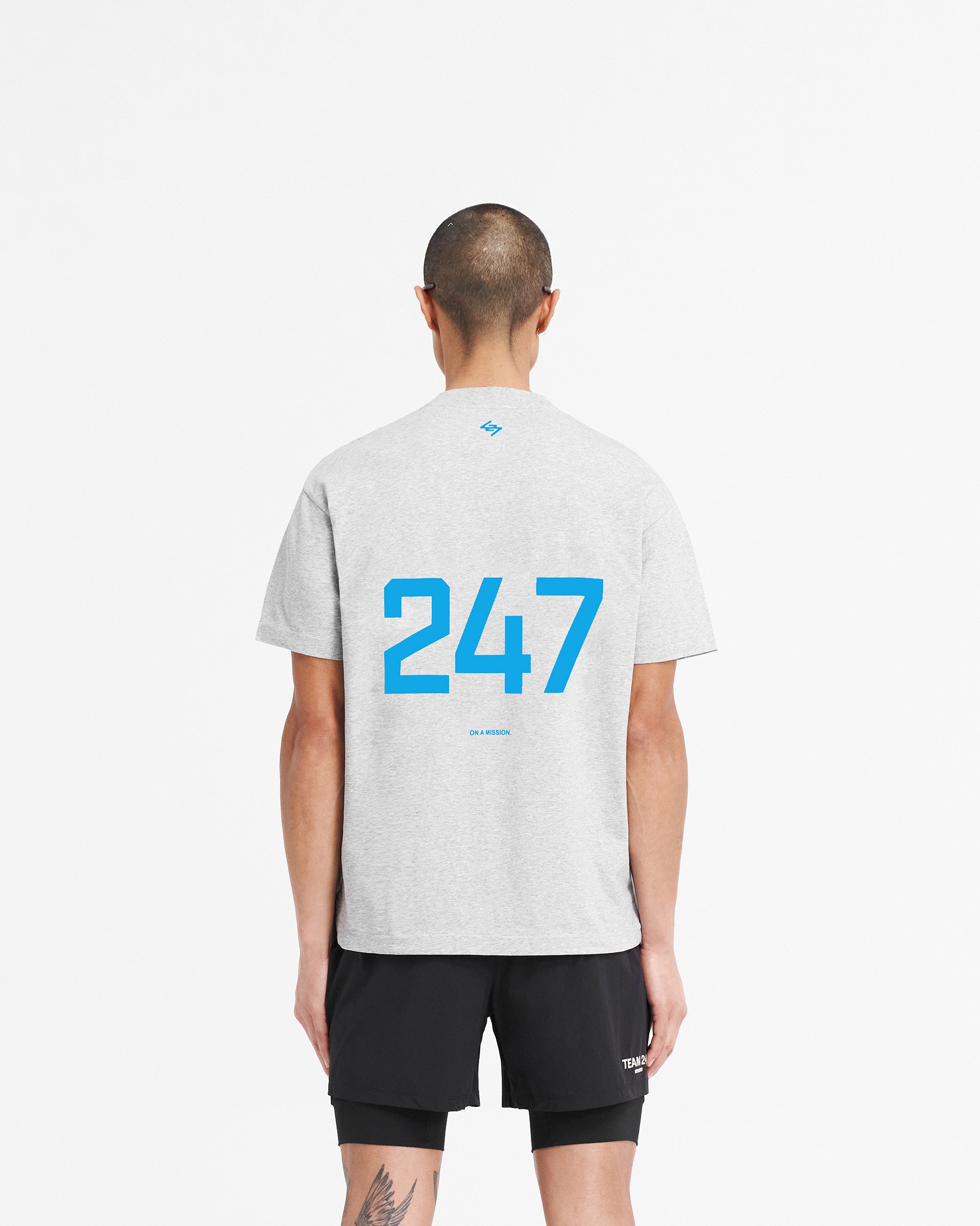 247 Oversized T-Shirt - Ash Grey Electric Blue