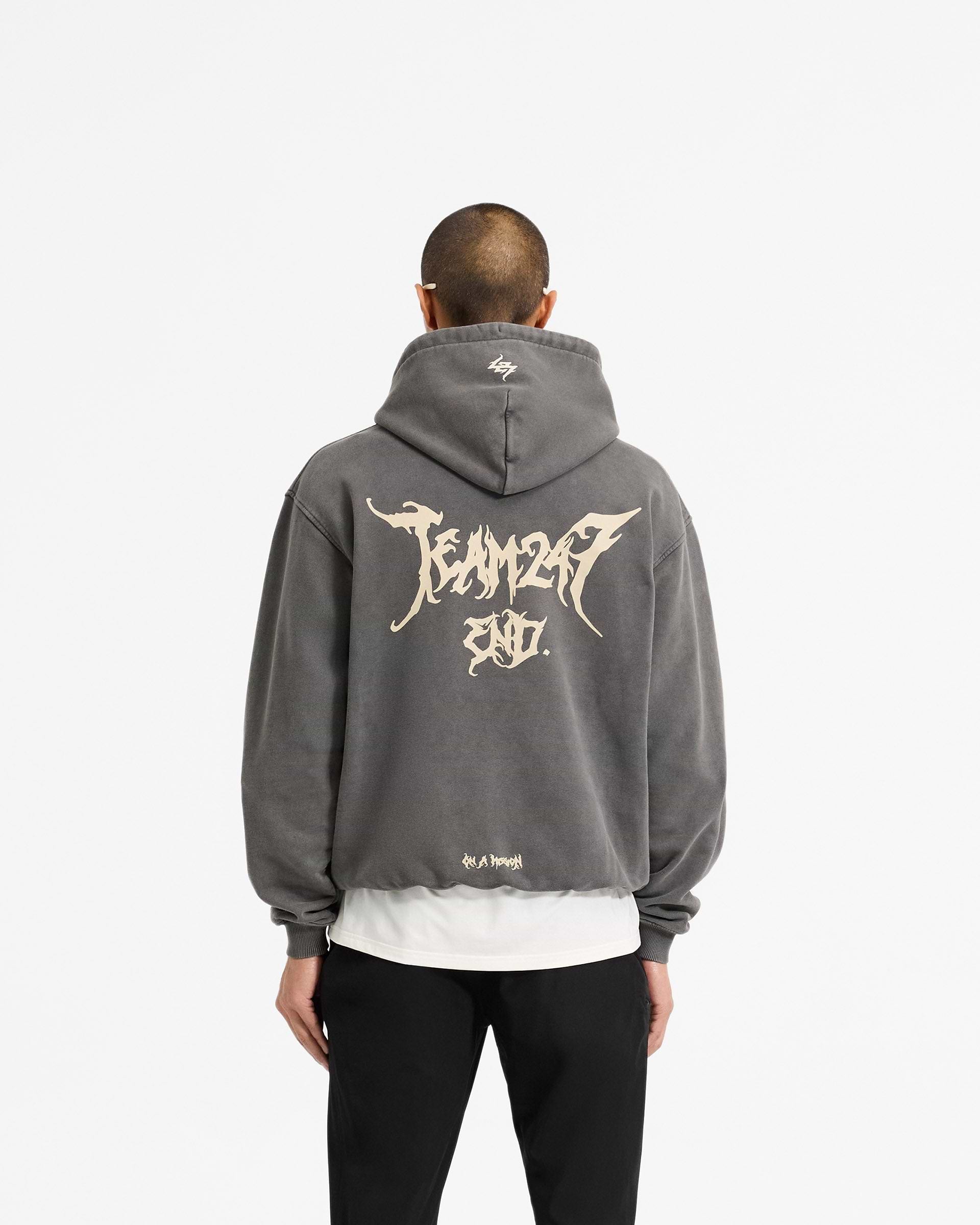 Team 247 X End Oversized Hoodie - Washed Grey | REPRESENT