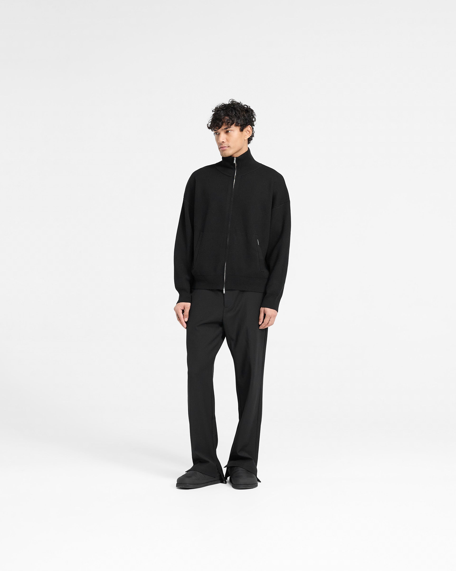 Initial Knitted Track Jacket - Jet Black