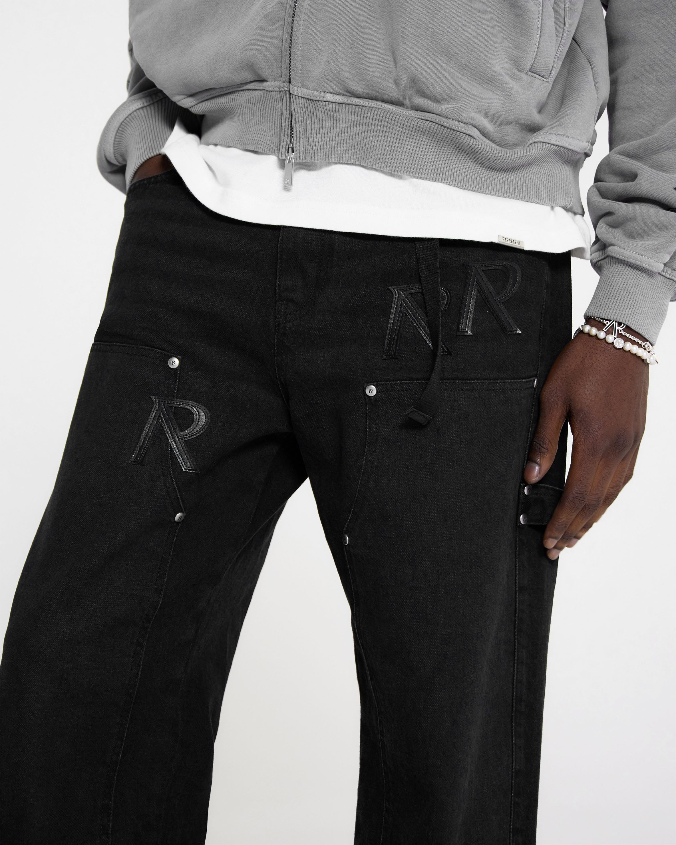 R3 Initial Carpenter Denim - Off Black