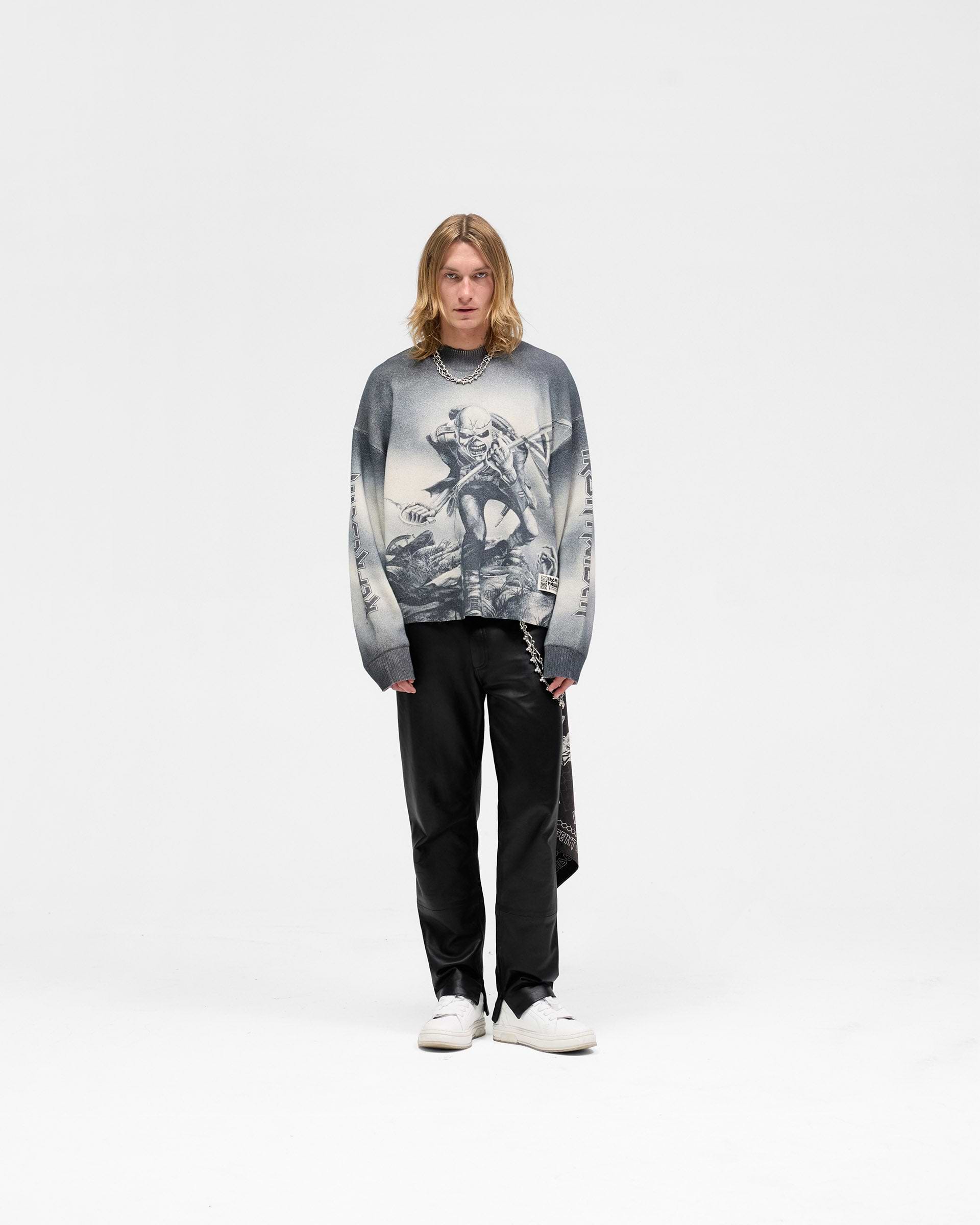 Represent X Iron Maiden Trooper Knit Sweater - Sunfade Grey