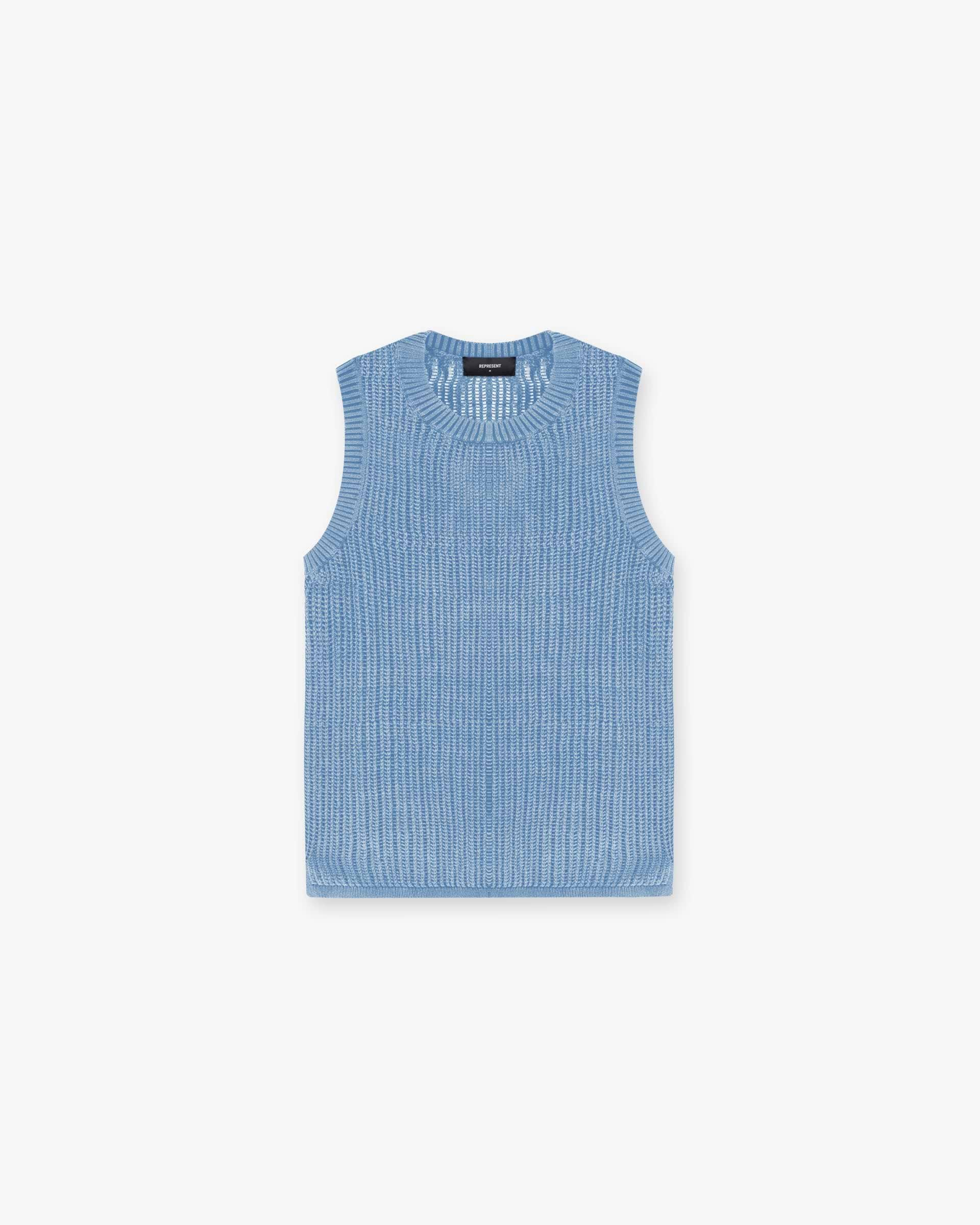 Washed Knit Vest - Sky Blue