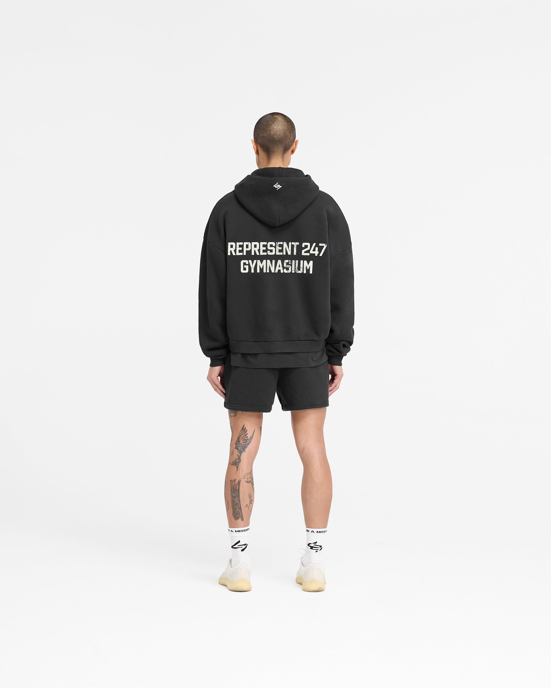 247 Gymnasium Boxy Zip Hoodie - Off Black