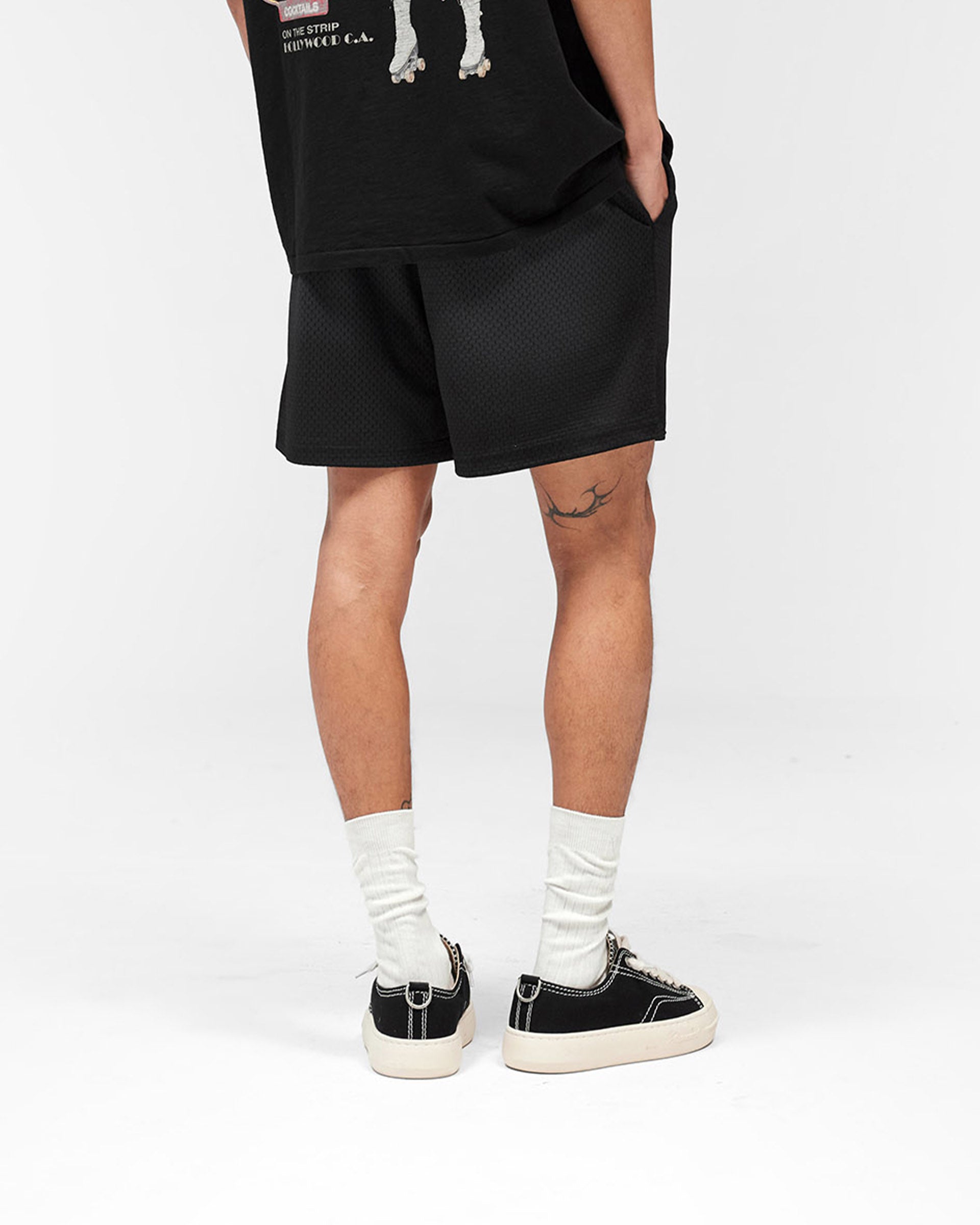 Washed Mesh Shorts - Washed Black