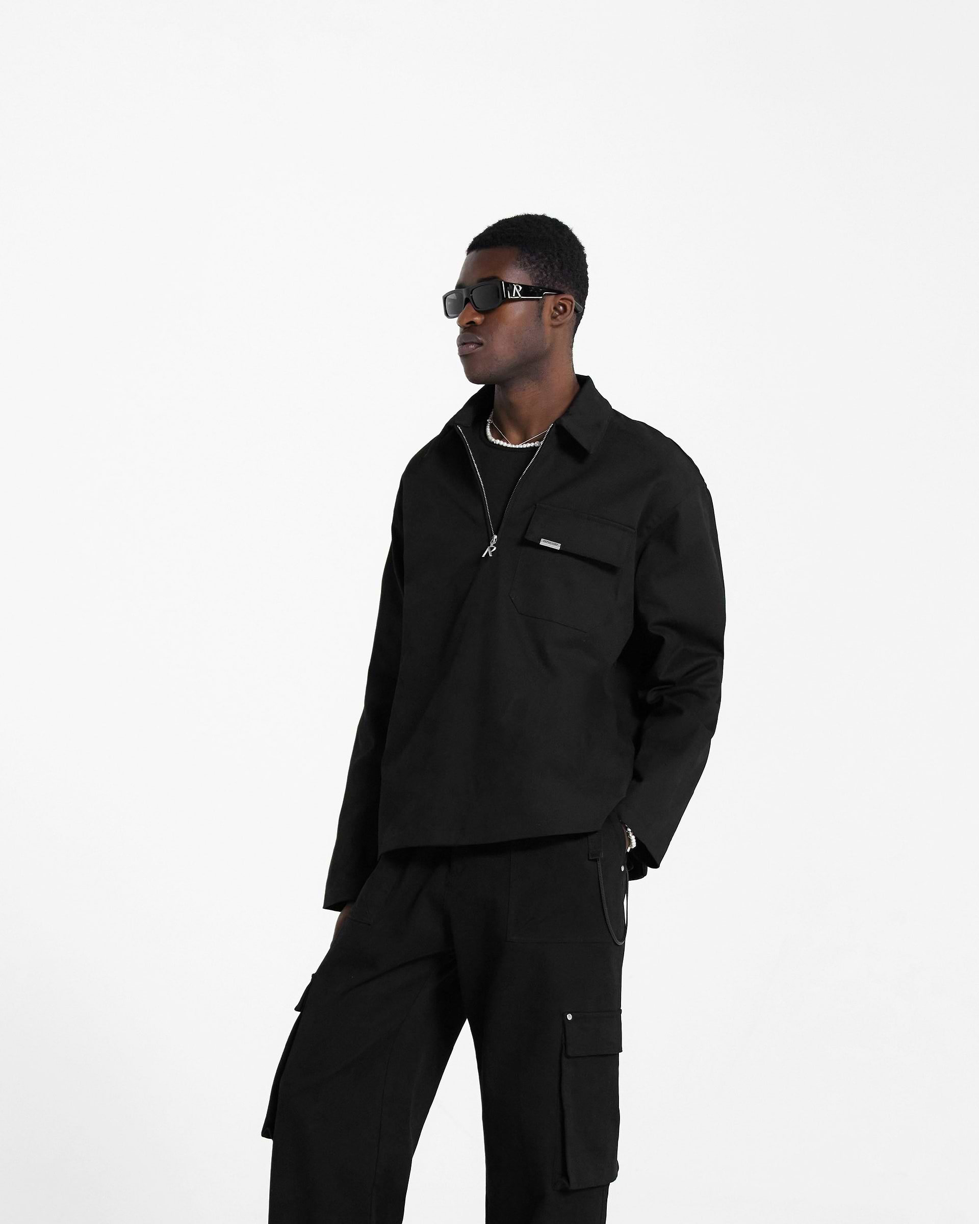 Quilted Pullover Shirt - Black