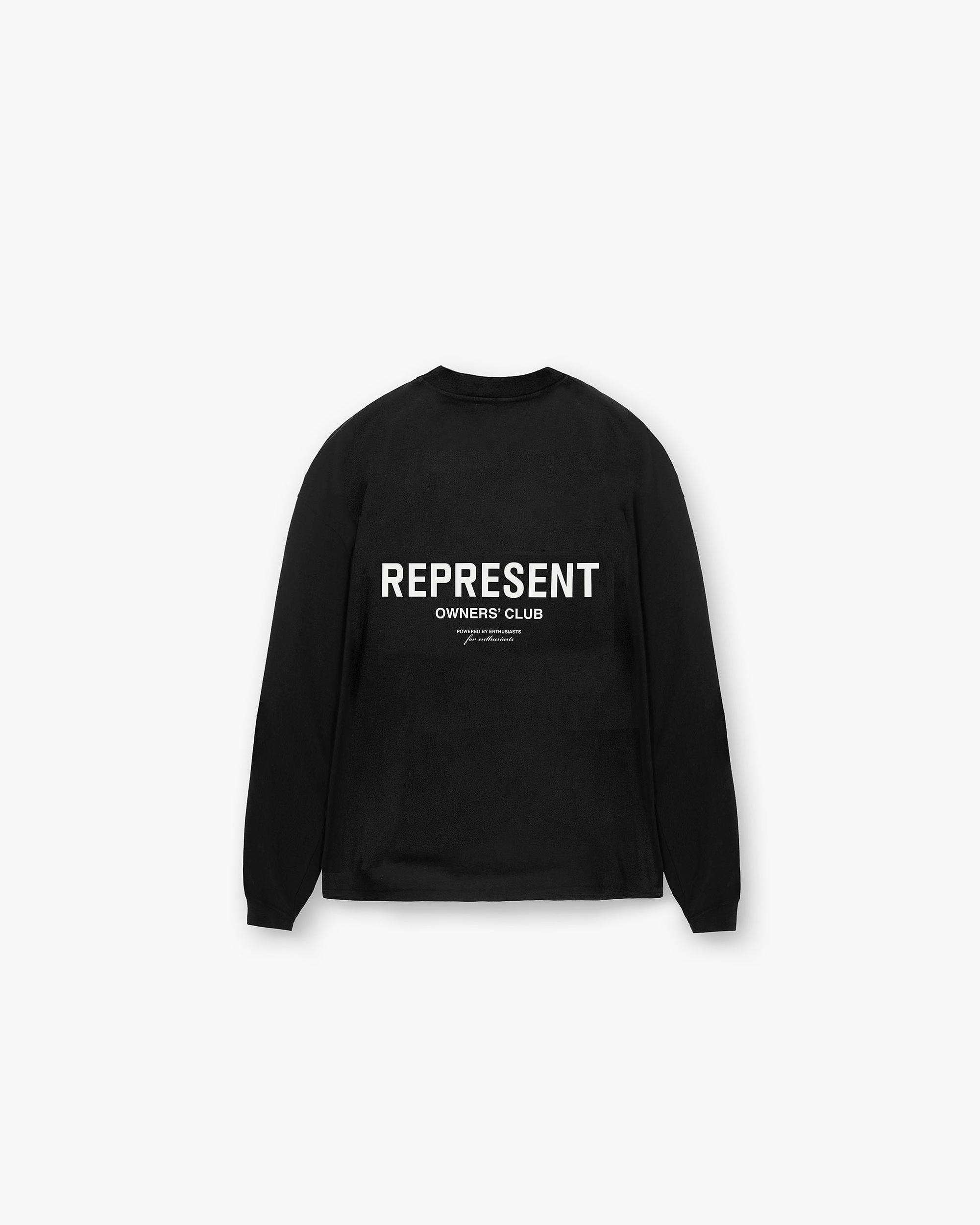 Front product image of a mens black long sleeve t-shirt on a plain white background | Represent Owners Club Long Sleeve T-Shirt in Black | Long sleeve t-shirt | Owners Club T-Shirts | Represent Clo