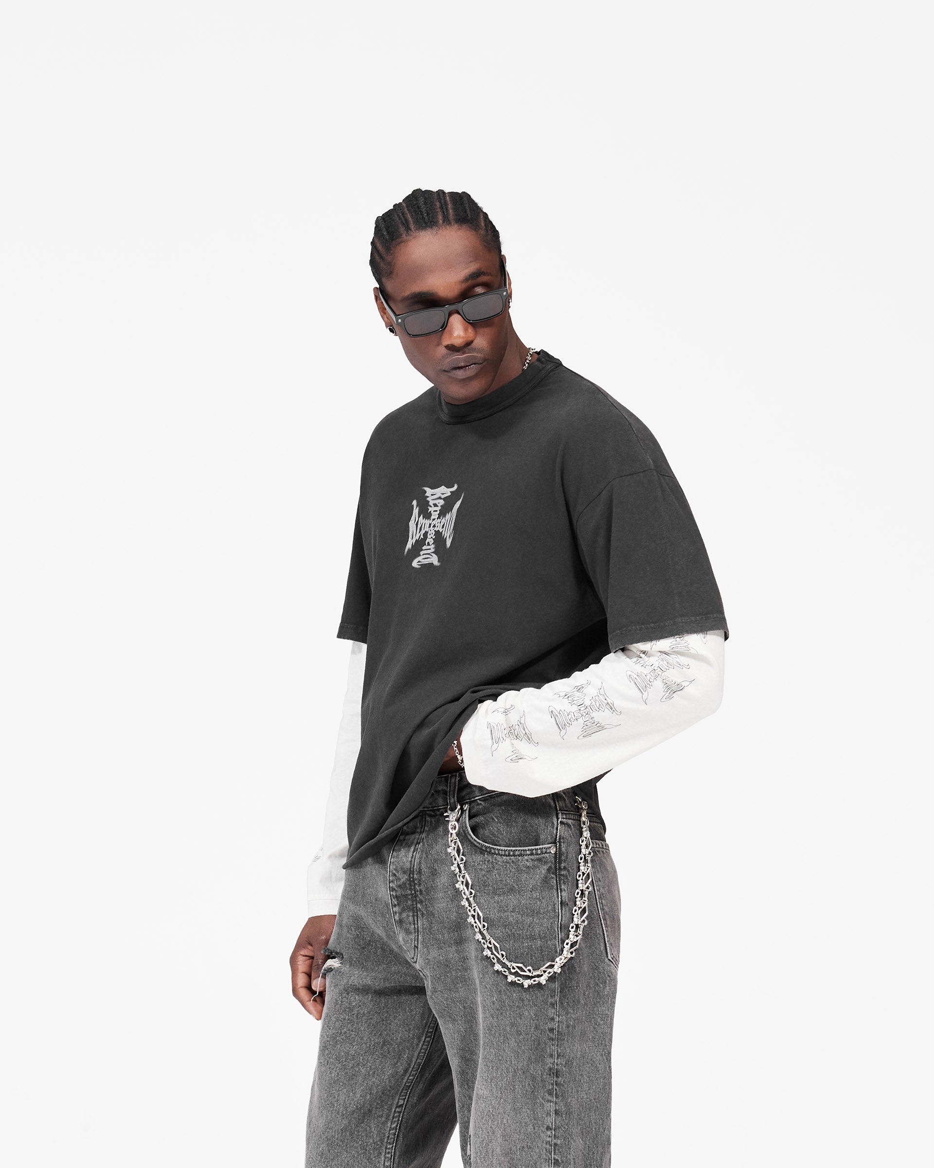 MH Stack Long Sleeve T-Shirt Faded Black | Heaton Capsule | REPRESENT