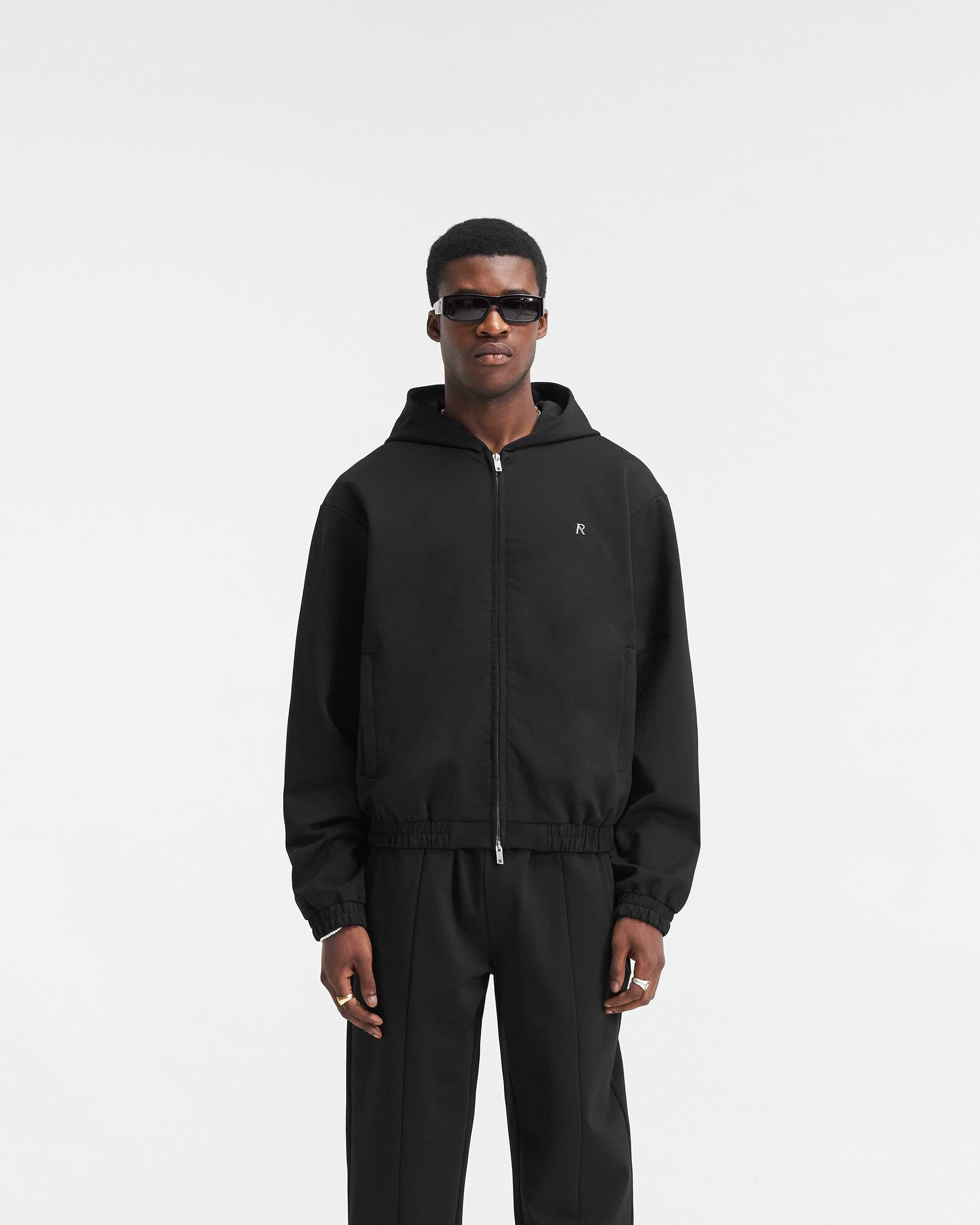 Hooded Tracksuit Jacket - Black