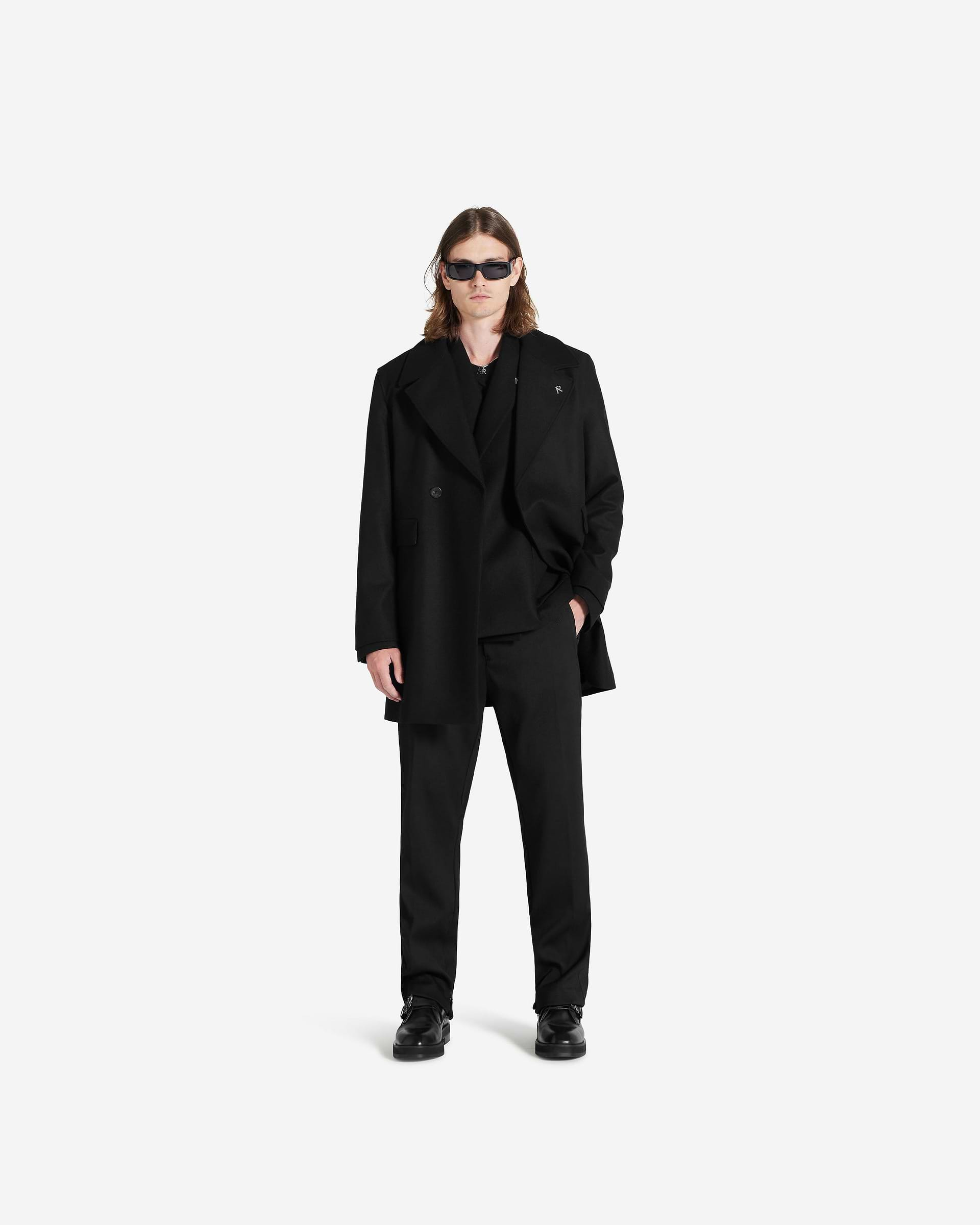 Double Breasted Overcoat - Jet Black