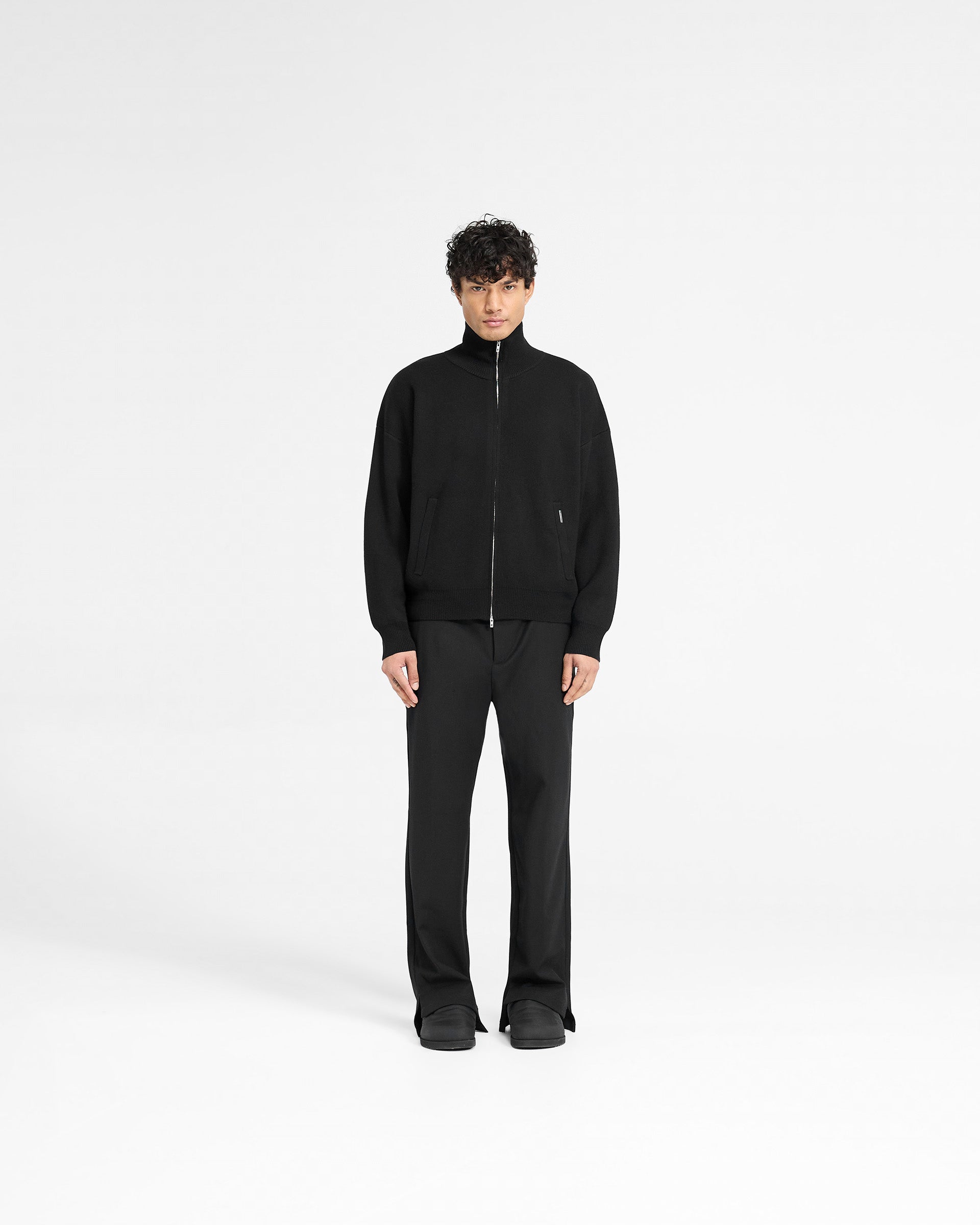 Initial Knitted Track Jacket - Jet Black