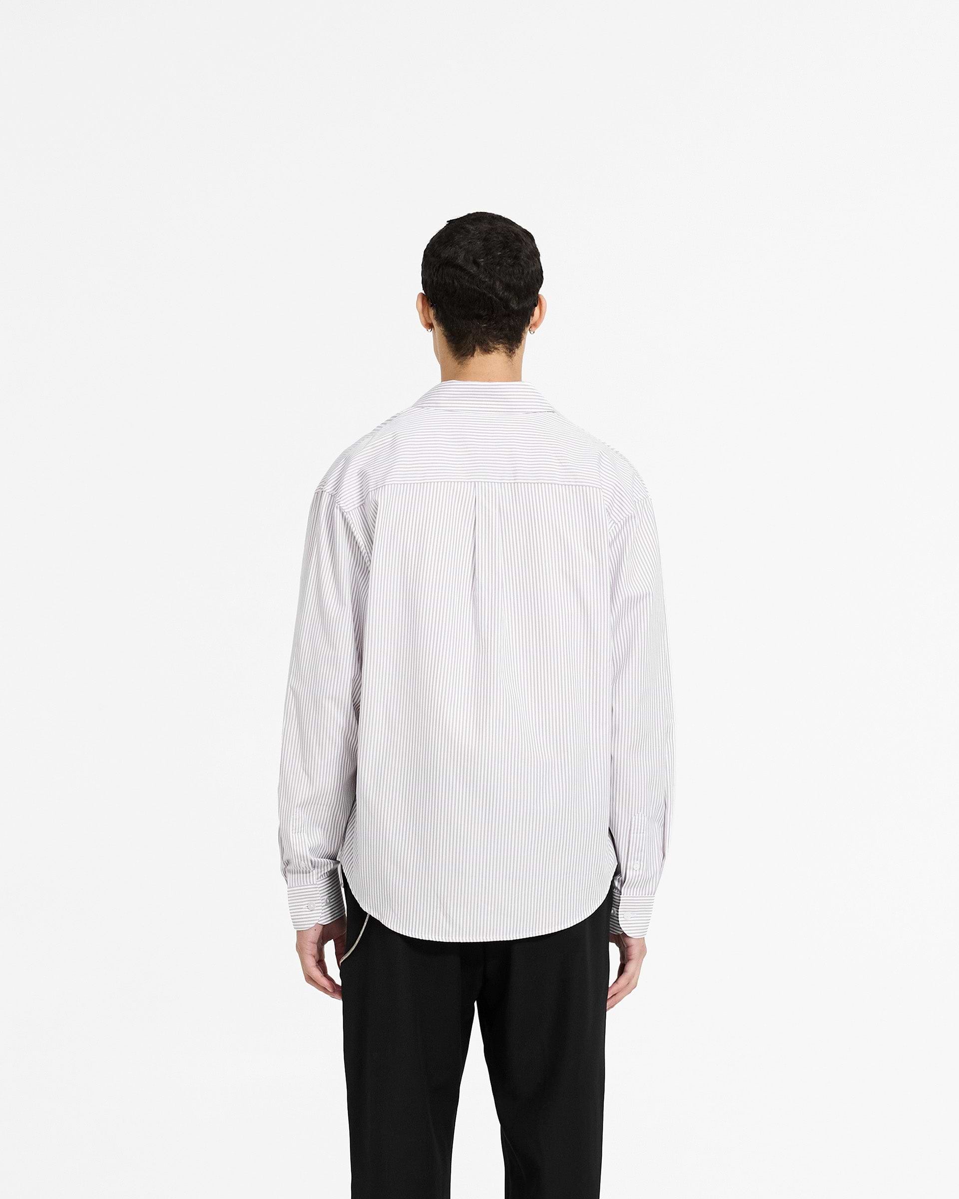 Long Sleeve Pinstripe Shirt - Grey